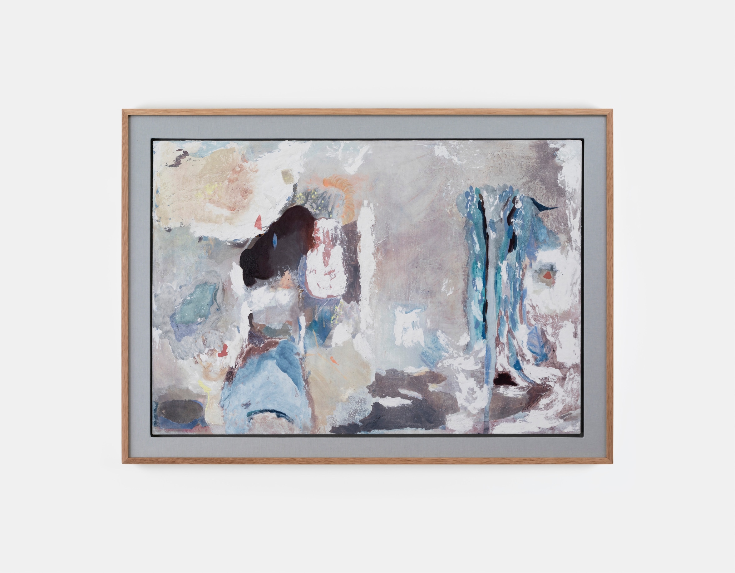Aleana Egan, little shell, small gift, 2024, mixed media on linen with solid American white oak and linen mount, 35 x 48.6 x 2.6 in (framed), courtesy the artist and Kerlin Gallery