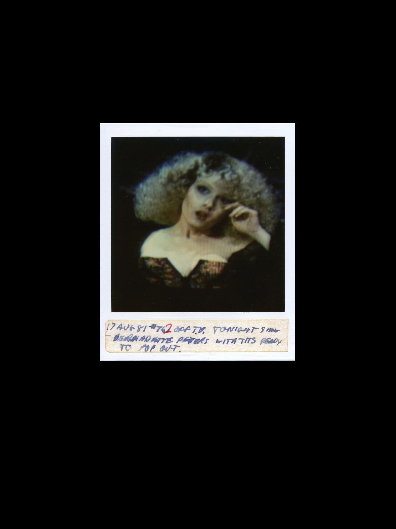 Tom Wilkins, My TV Girls #090 (detail), 1981, Grid of nine SX-70 Polaroids, 18 1/8 x 15 3/8 in. (46 x 39 cm), Courtesy Ricco/Maresca and christian berst art brut