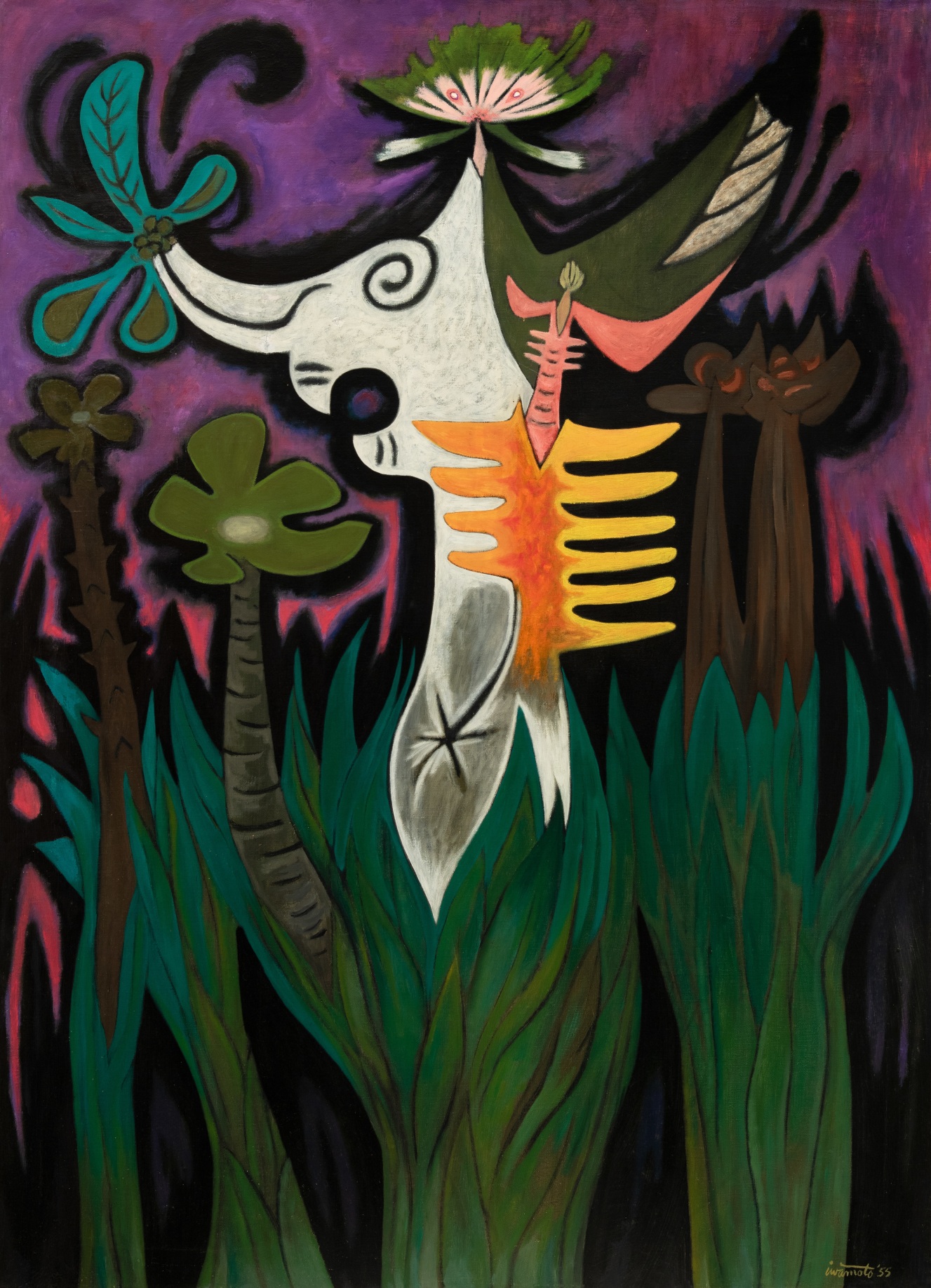 Ralph Iwamoto, Monument to Nature, 1955, oil on canvas, 44 x 32 in. Courtesy of Hollis Taggart and Independent.