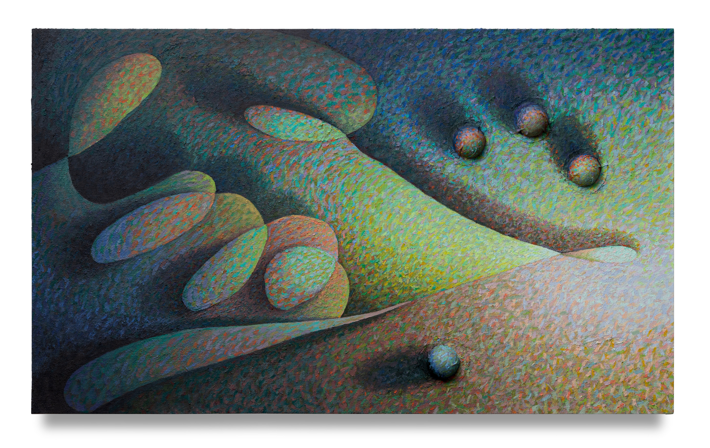 Alicia Adamerovich, Excuse me I have work to do, 2025, oil, wood and linen on panel, 36 x 60 in,&nbsp;photo by Bradley Marshall, courtesy of the artist and Michael Kohn Gallery, Los Angeles