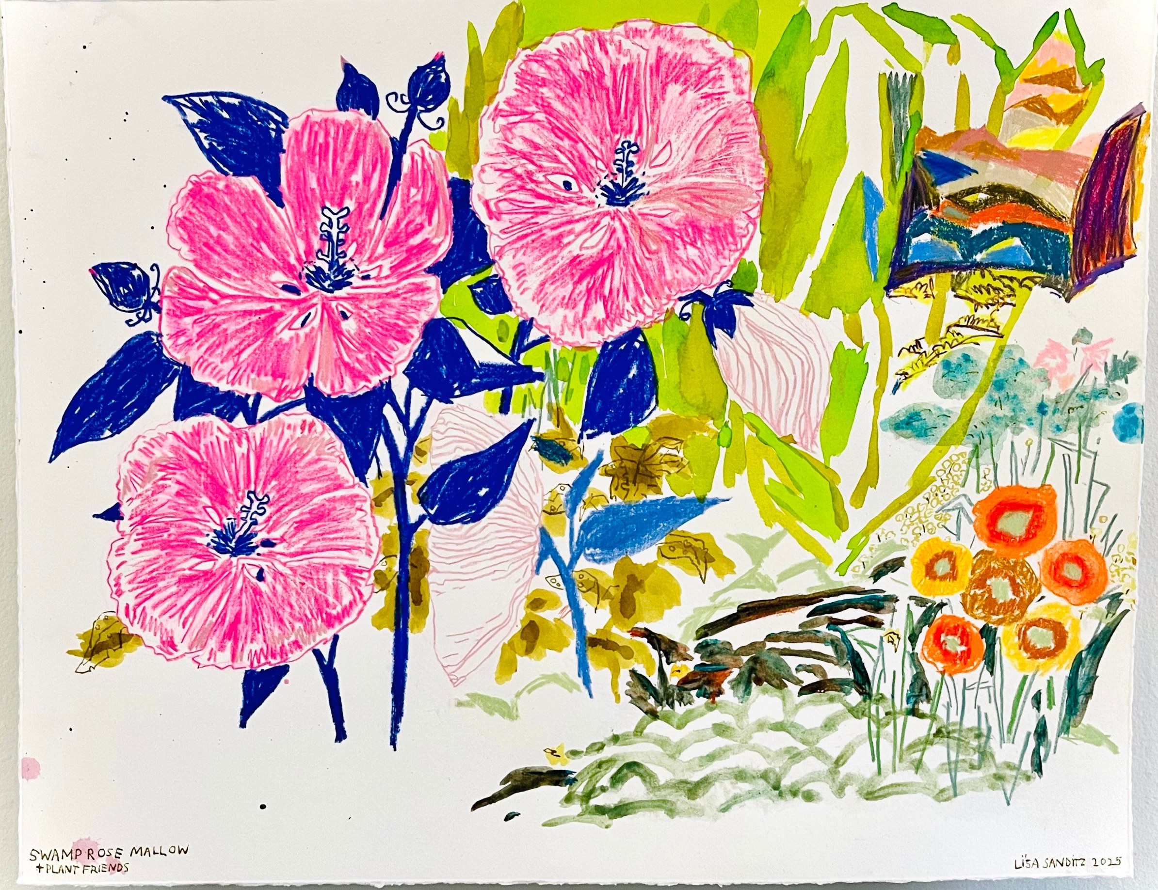 Lisa Sanditz, Swamp Mallow Rose + Plant Friends, 2025, courtesy of&nbsp;Alexandre Gallery