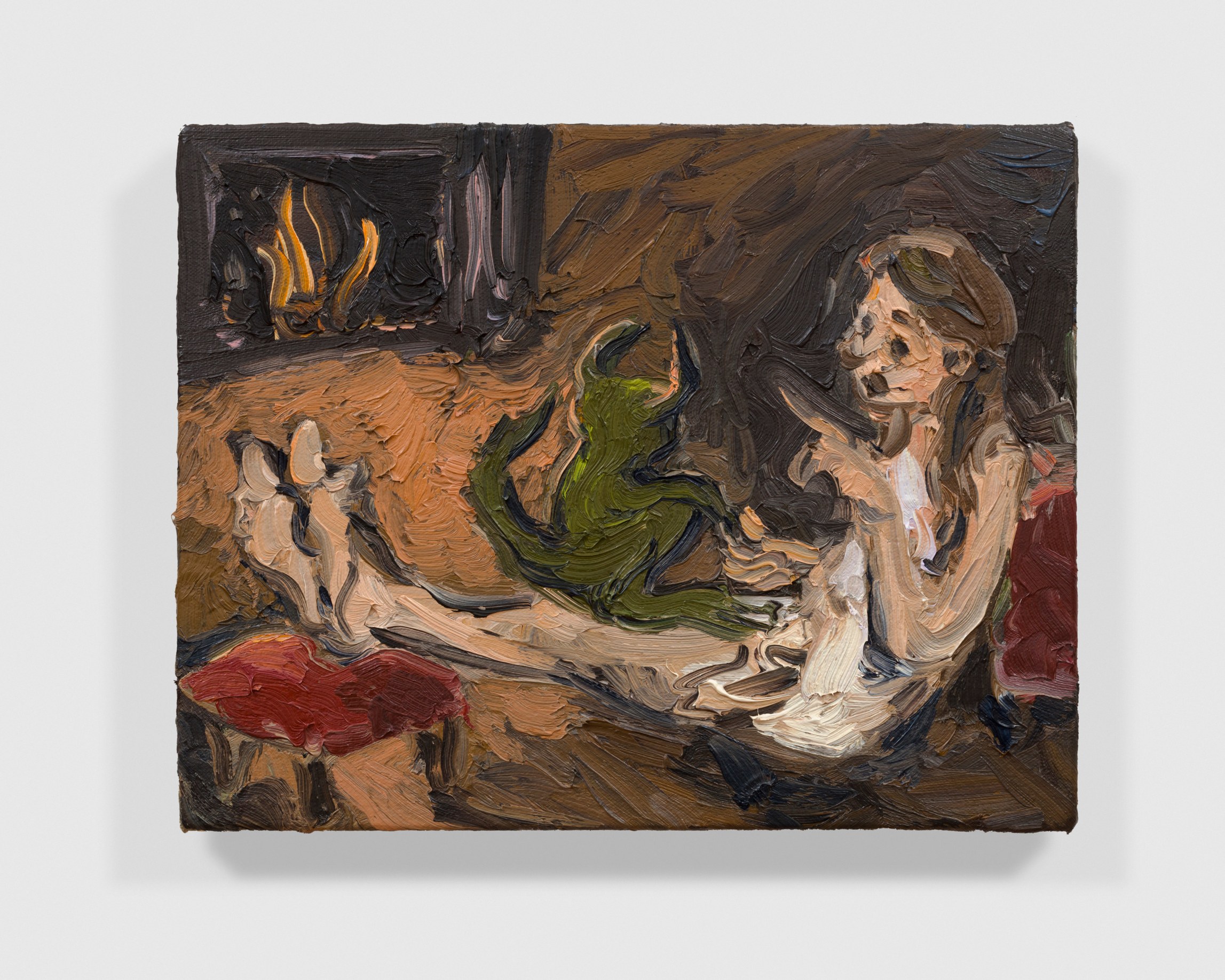 Jane Corrigan, Demon Talk, 2024, oil on canvas, 9 1/2 x 12 in, photography by Nice Day Photo, courtesy of the artist and Sea View, Los Angeles