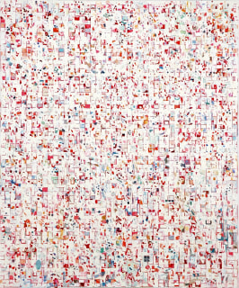 Kes Zapkus, Redress of Julliard Jazz, 2002, oil on latex spray, on cotton, 72 x 60 inches