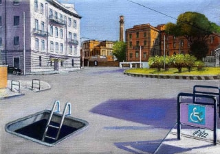 Sergio Ceccotti Una piazza, in estate 2022 peinture painting
