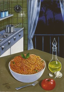 Sergio Ceccotti Spaghetti a mezzanotte 2008 peinture painting