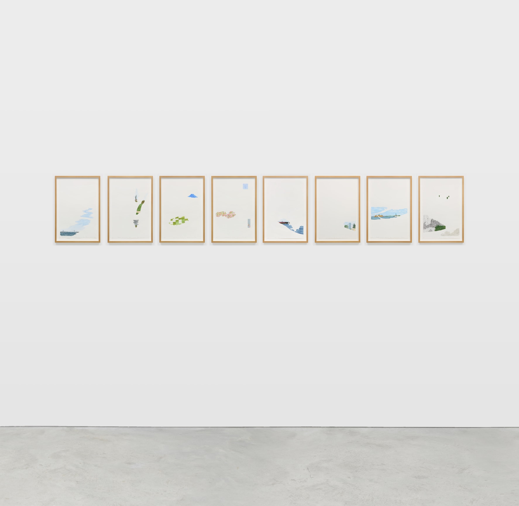 Fragmented watercolor image of city steps in Marcus Garvey Park in Harlem with green trees and blue sky in background