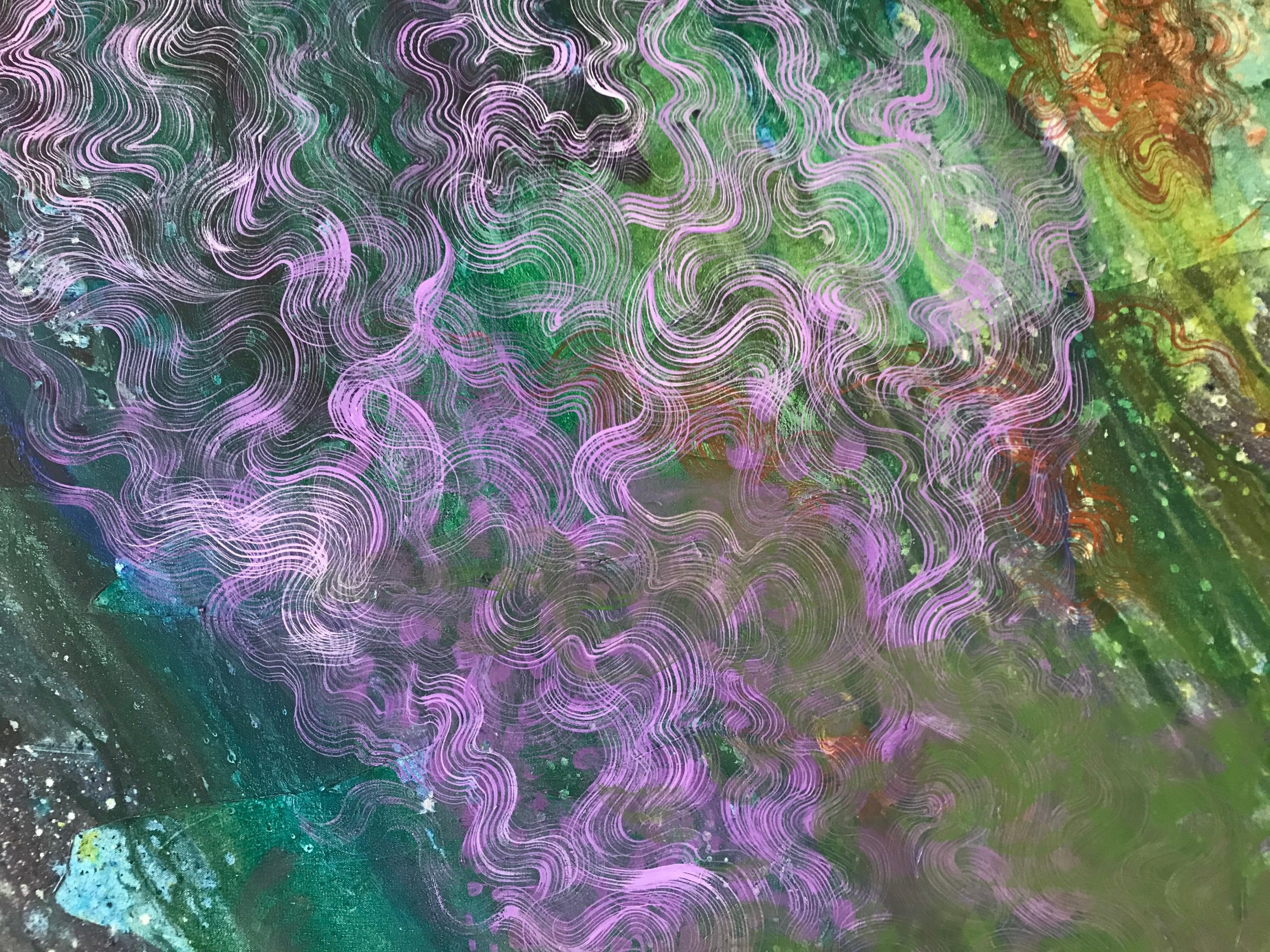 purple wavy lines over an abstract background