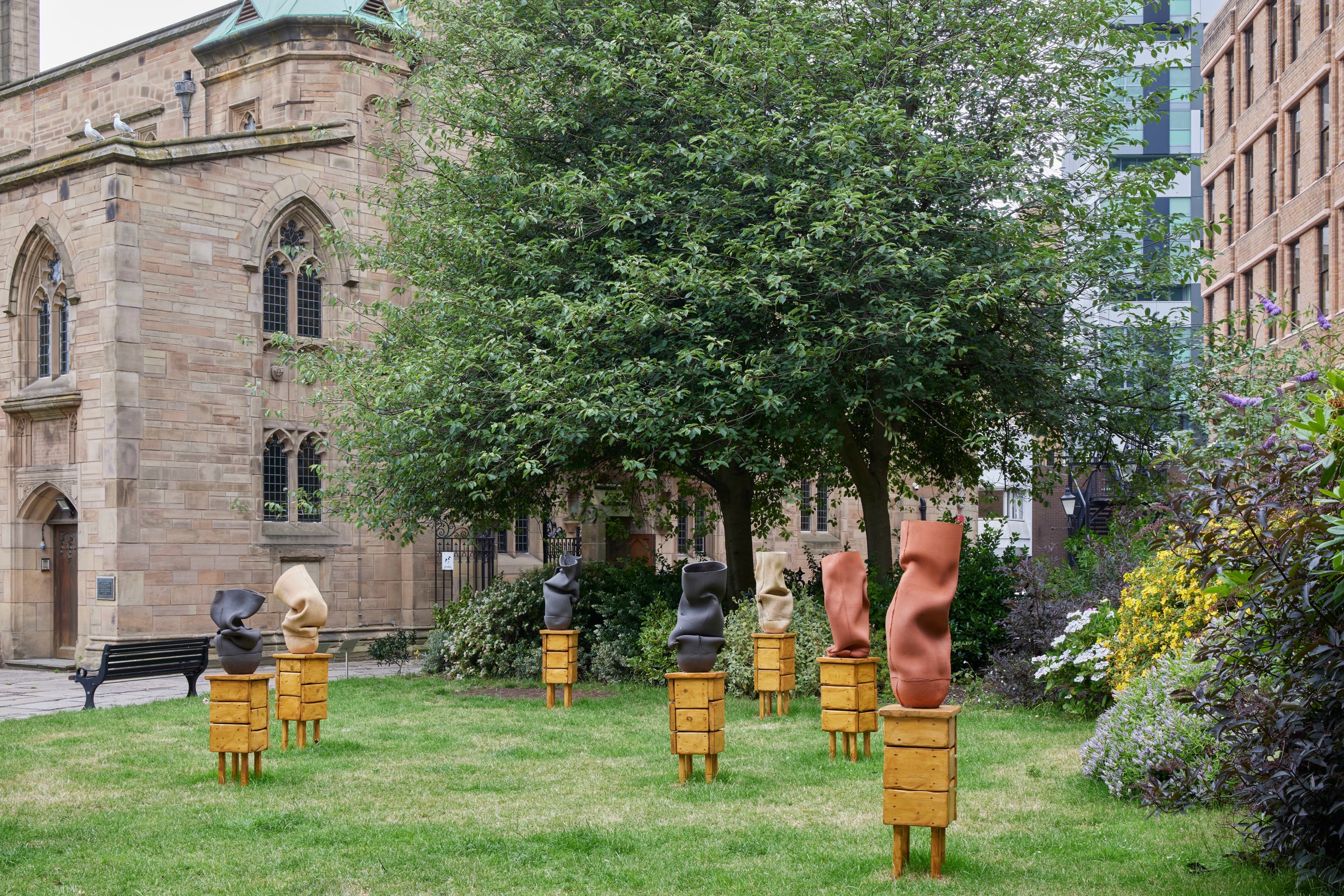 Installation view, St Nicholas Church Gardens, Liverpool Biennial 2023, June 10 - September 17, 2023. Image courtesy of the Liverpool Biennial. Photo by Stuart Whipps.