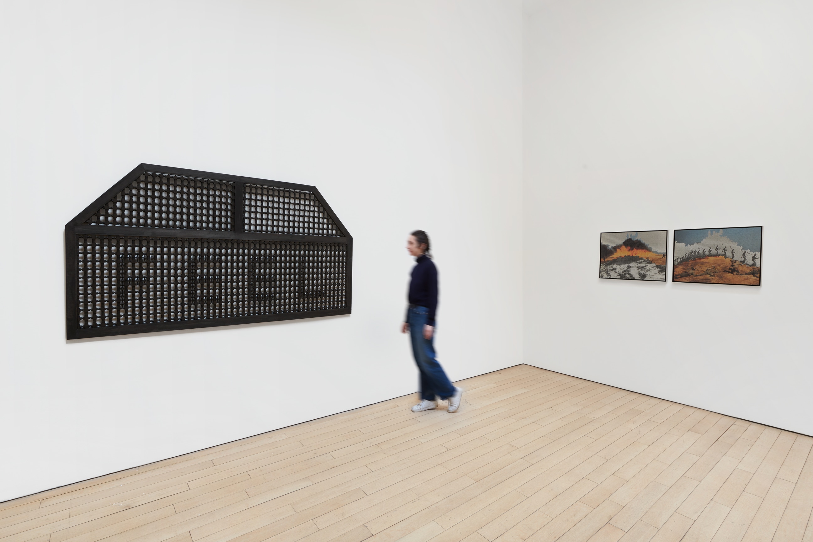 installation view of several artworks