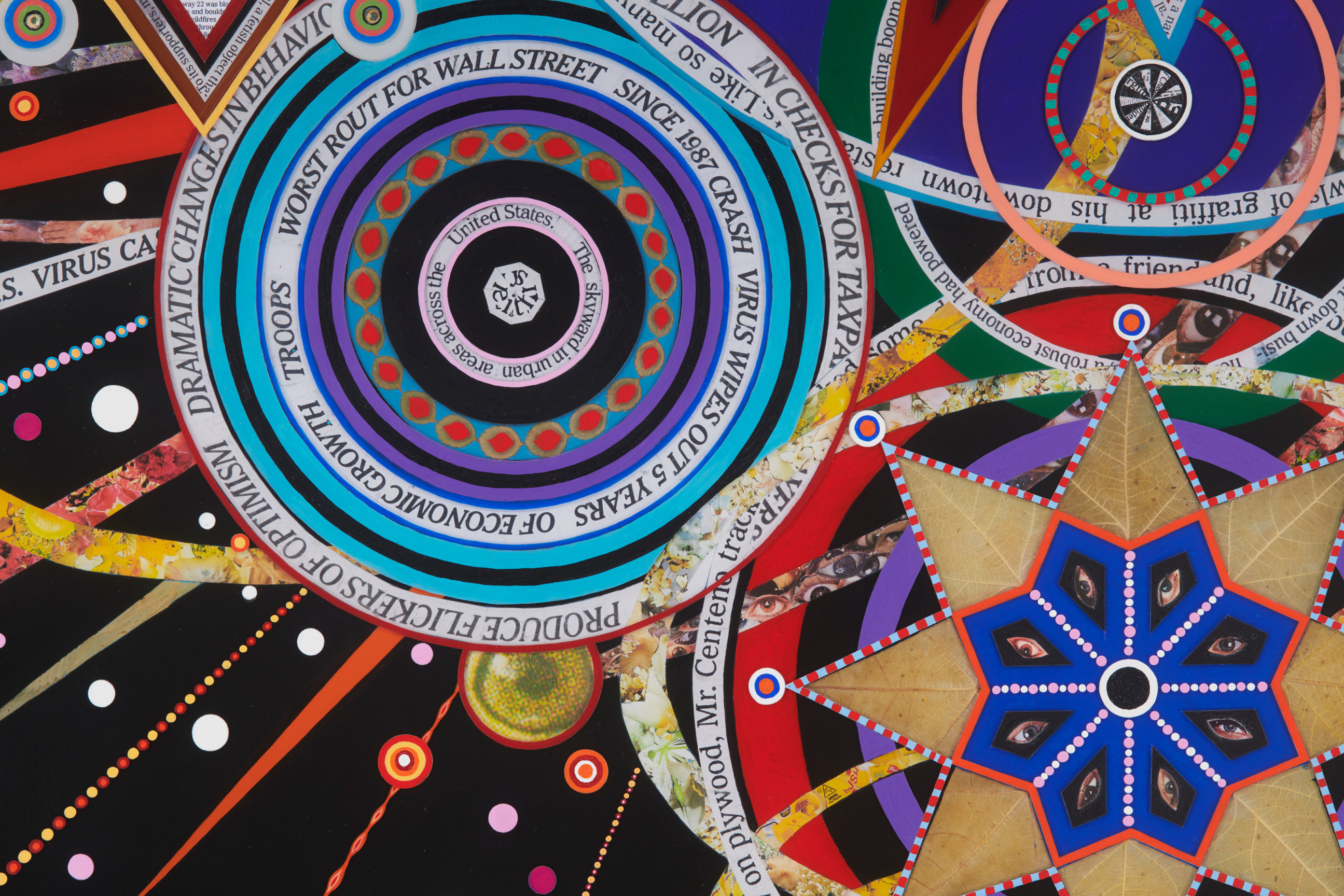 shapes made up of paint and collage