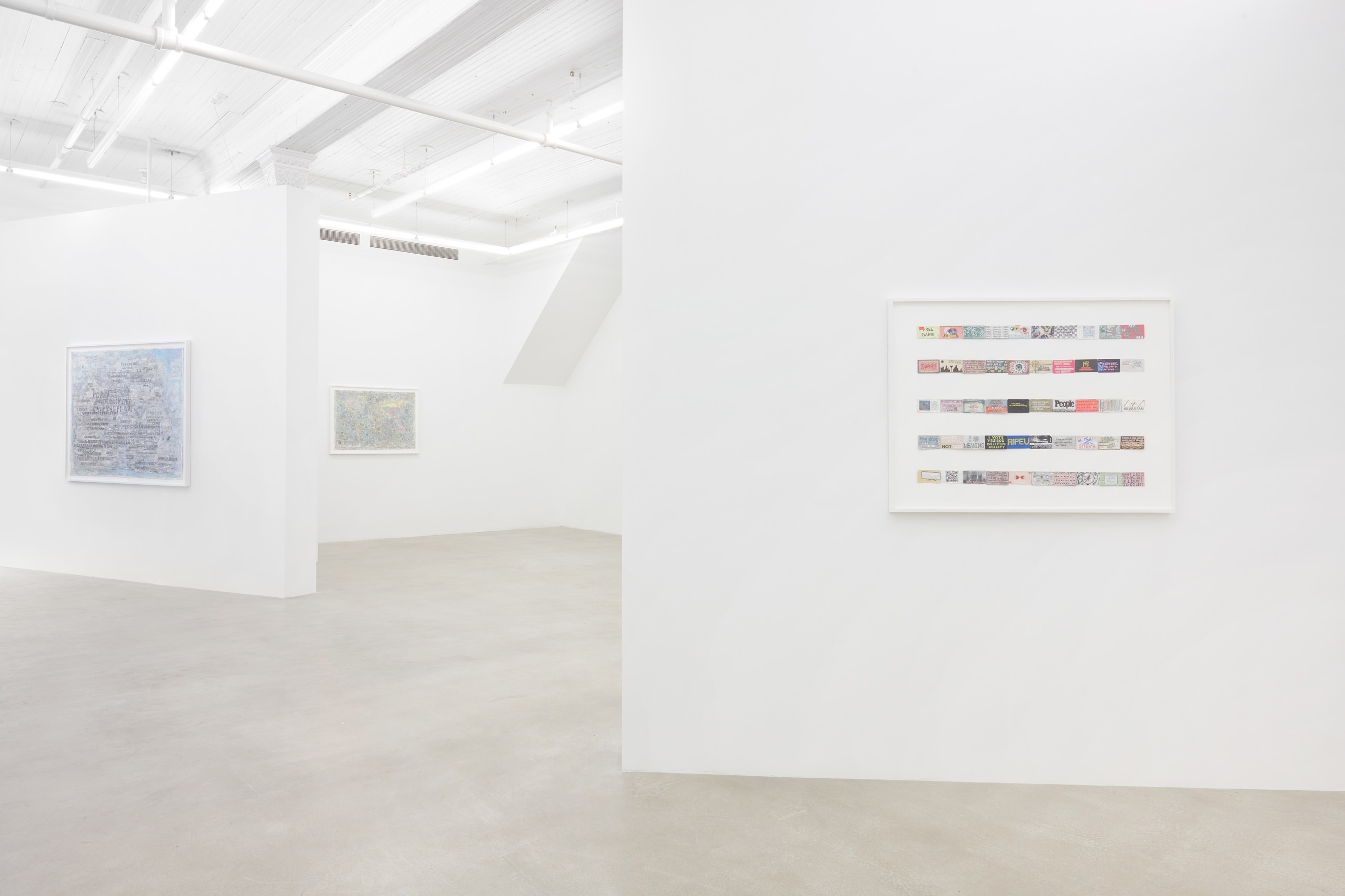 installation view of three artworks