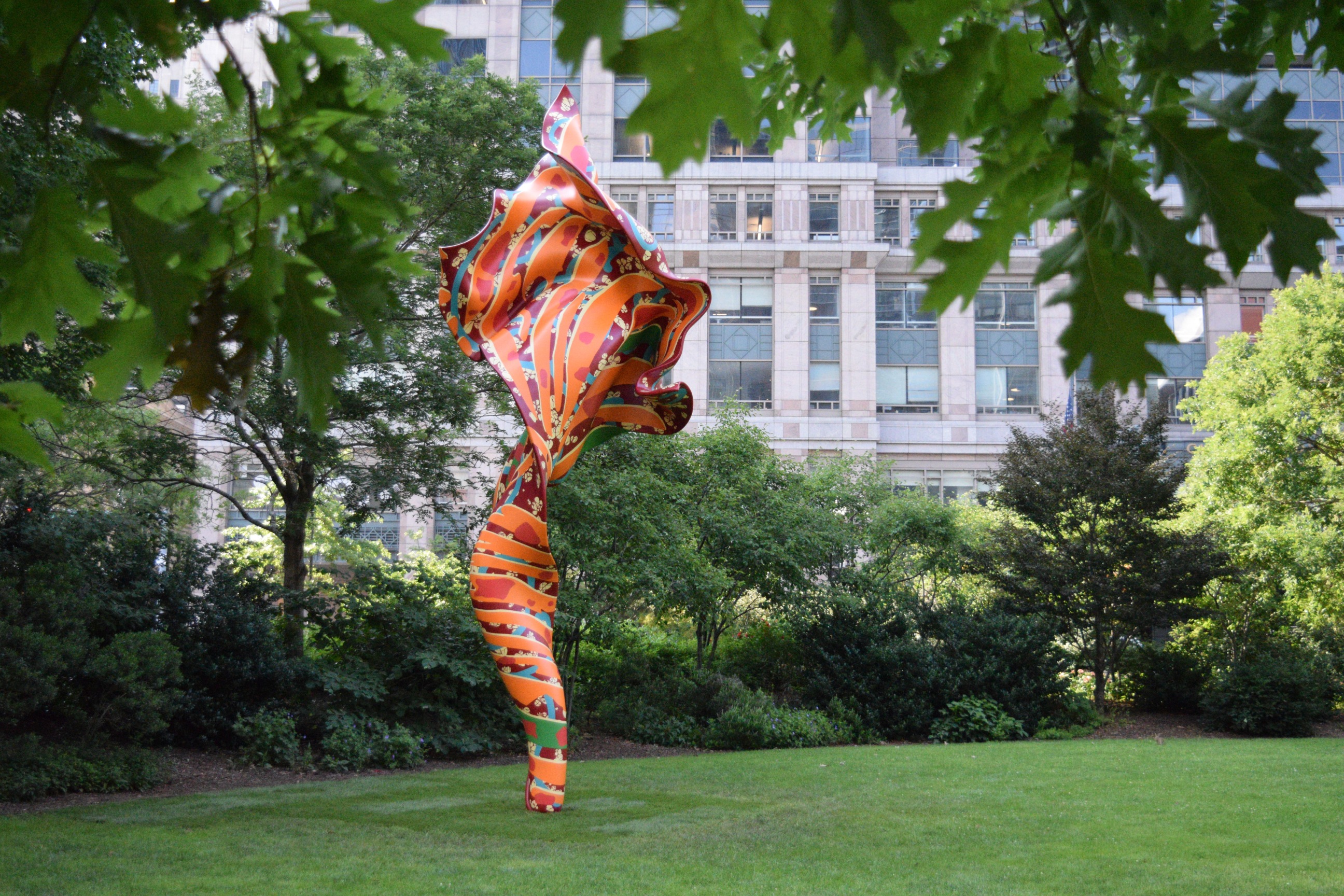 sculpture of a piece of fabric swaying and undulating