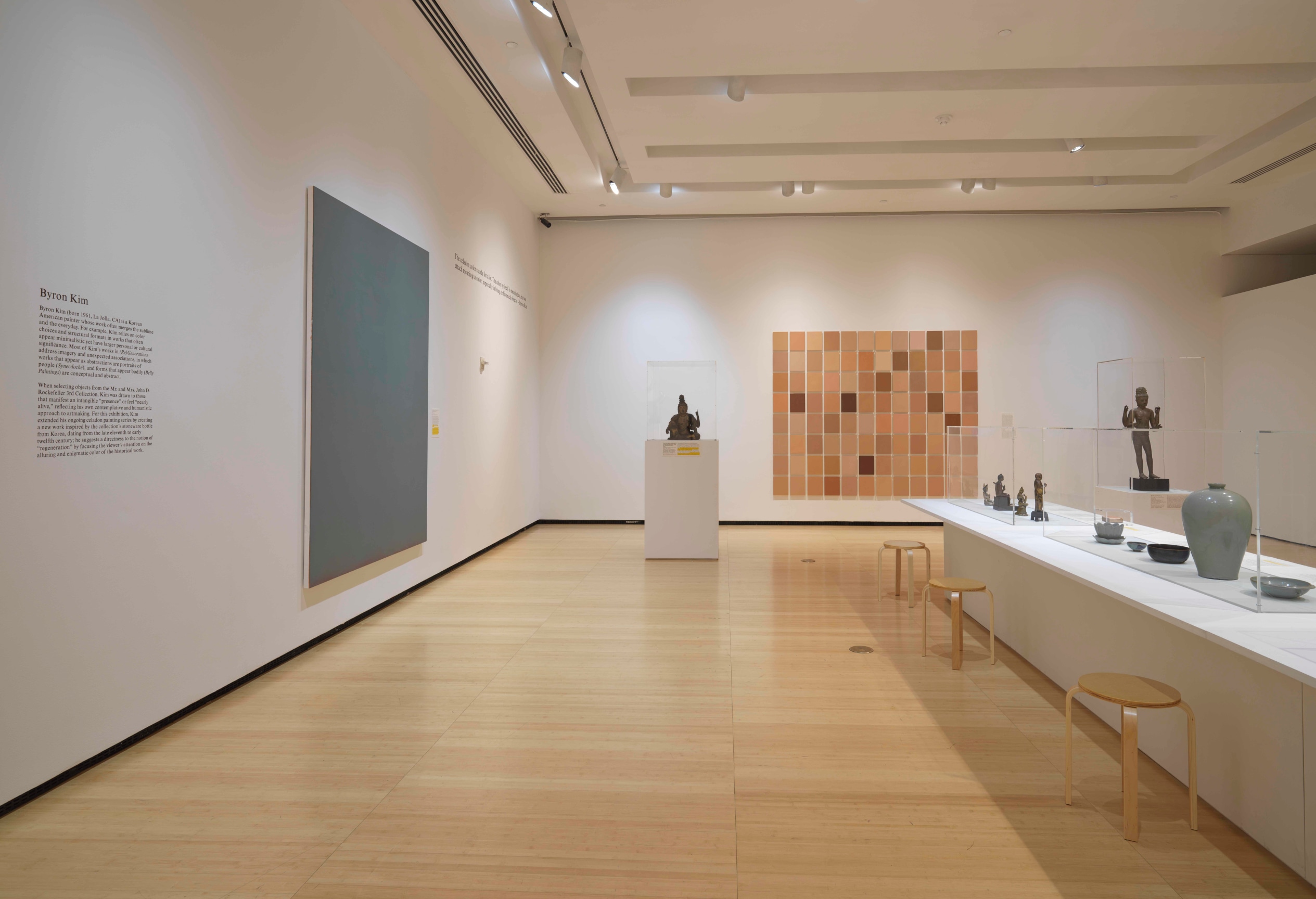 Installation view, (Re)Generations: Rina Banerjee, Byron Kim, and Howardena Pindell amid the Mr. and Mrs. John D. Rockefeller 3rd Collection, Asia Society, New York, NY, March 4 - August 10, 2025, Courtesy of Asia Society, New York.&nbsp;Photograph &copy; Bruce M. White, 2025.