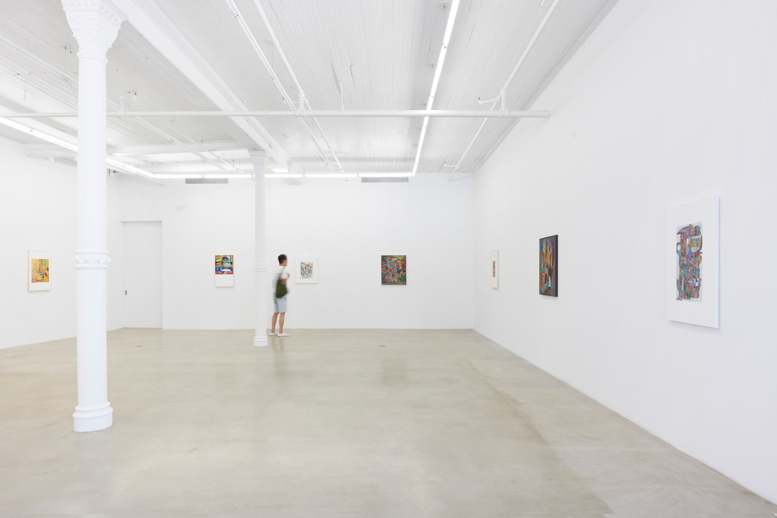 installation view of several artworks