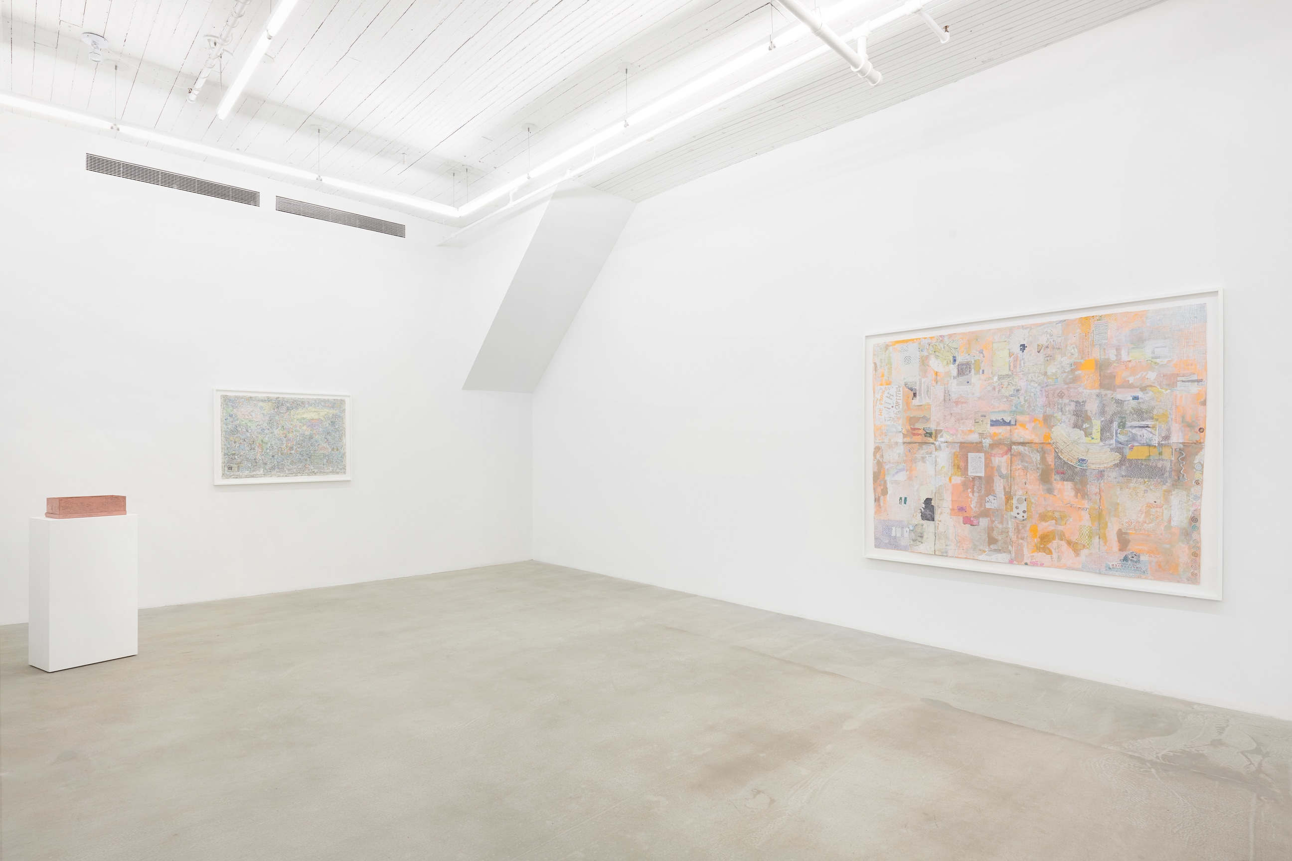 installation view of three artworks