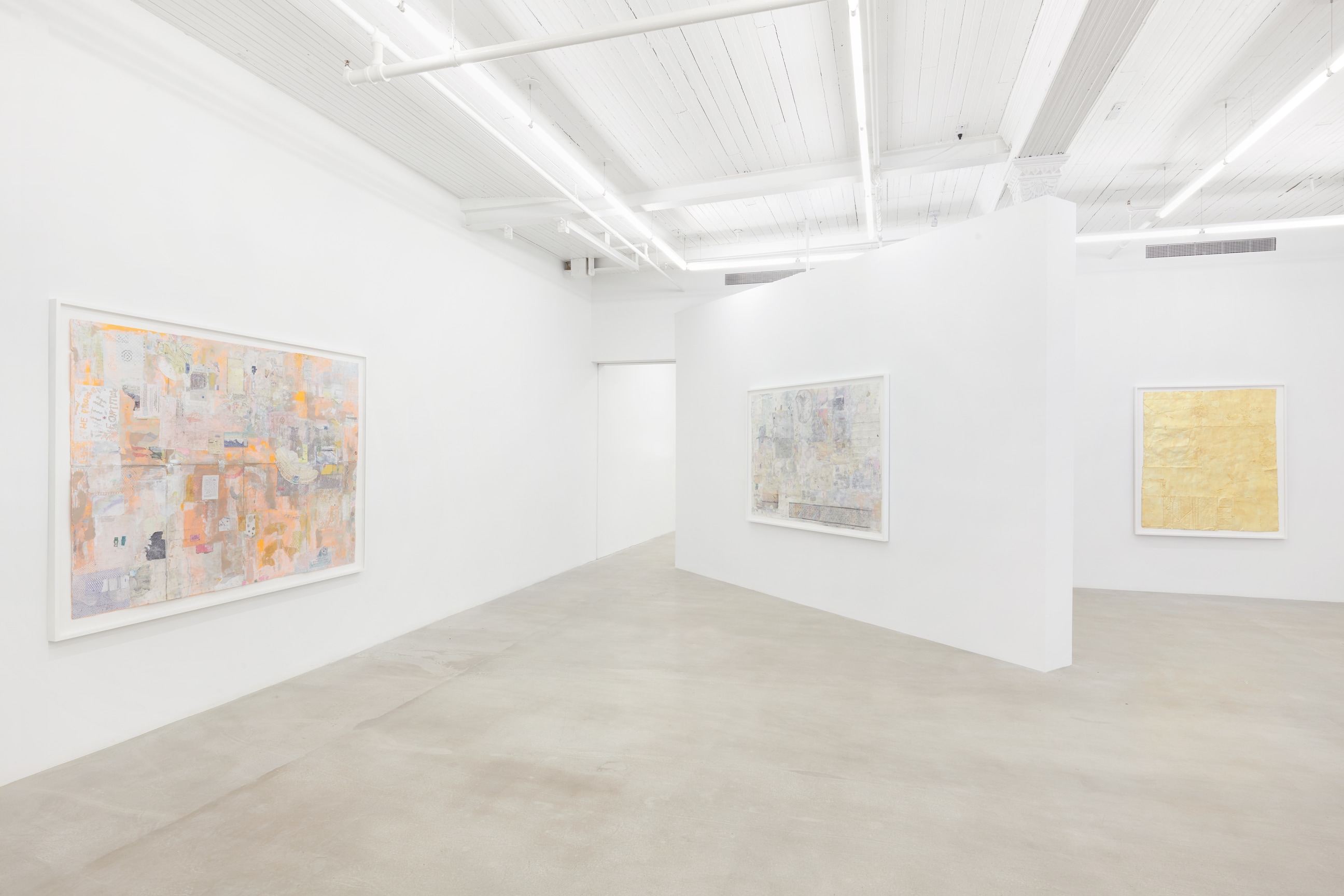 installation view of three artworks