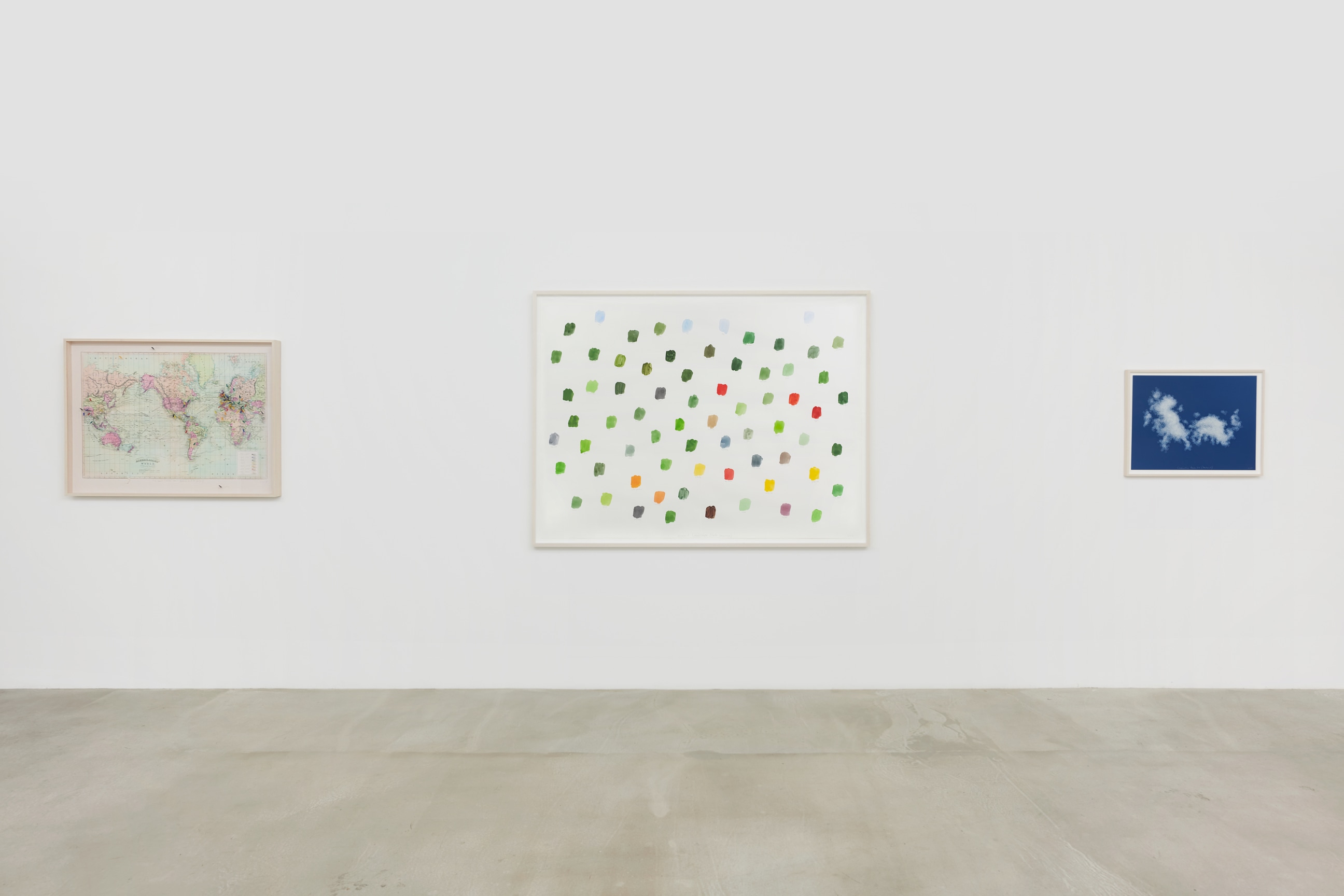 installation view of three artworks