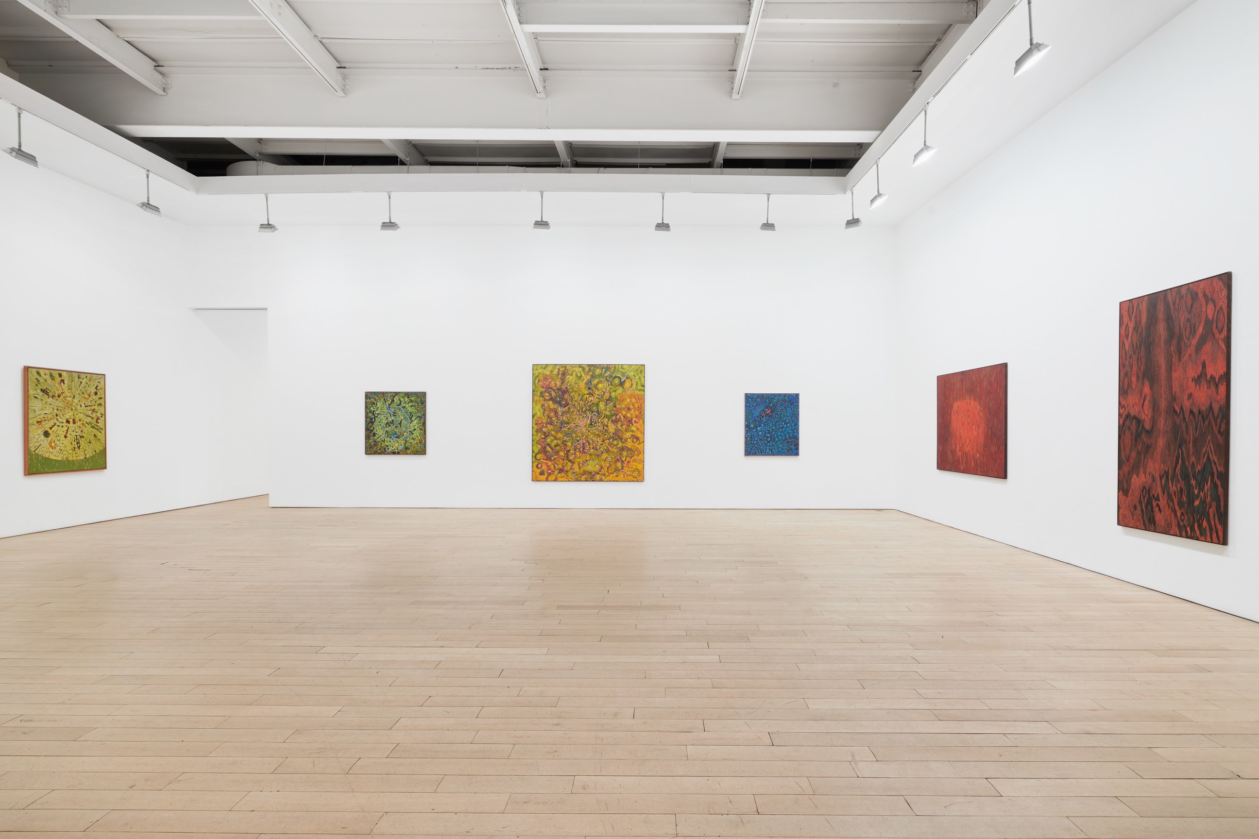 installation view of several artworks