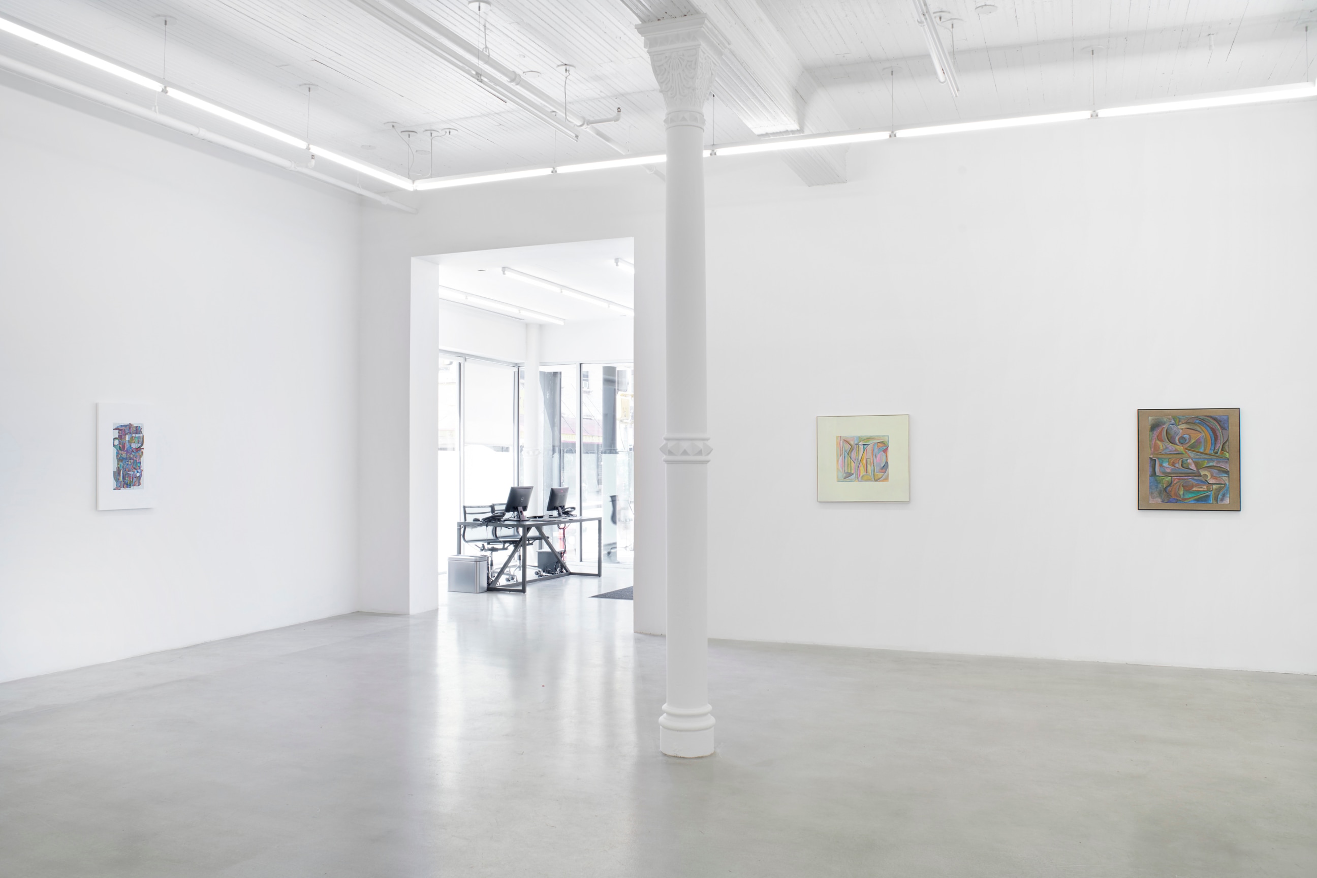 installation view of three artworks