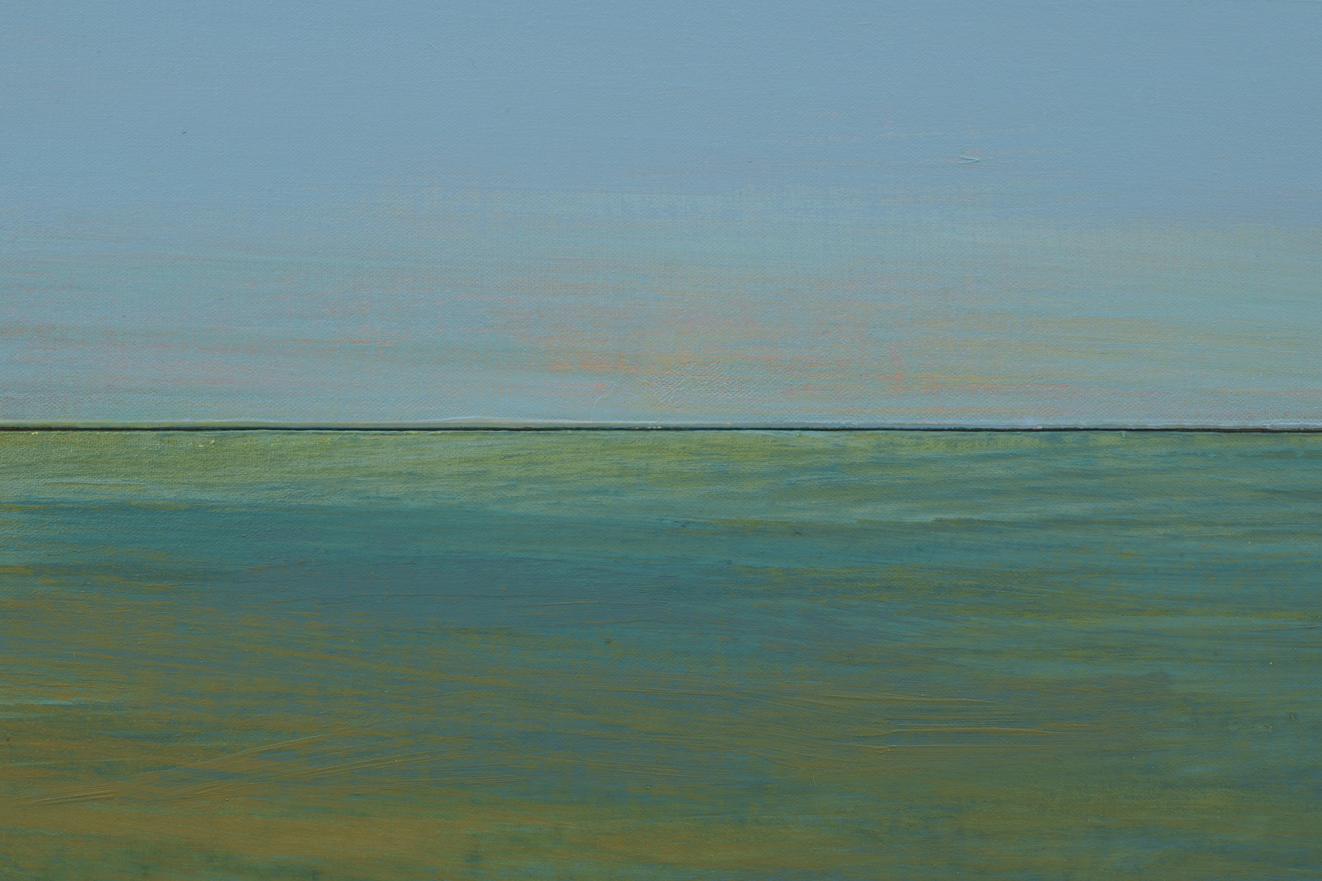 half sky blue half swamp green painting