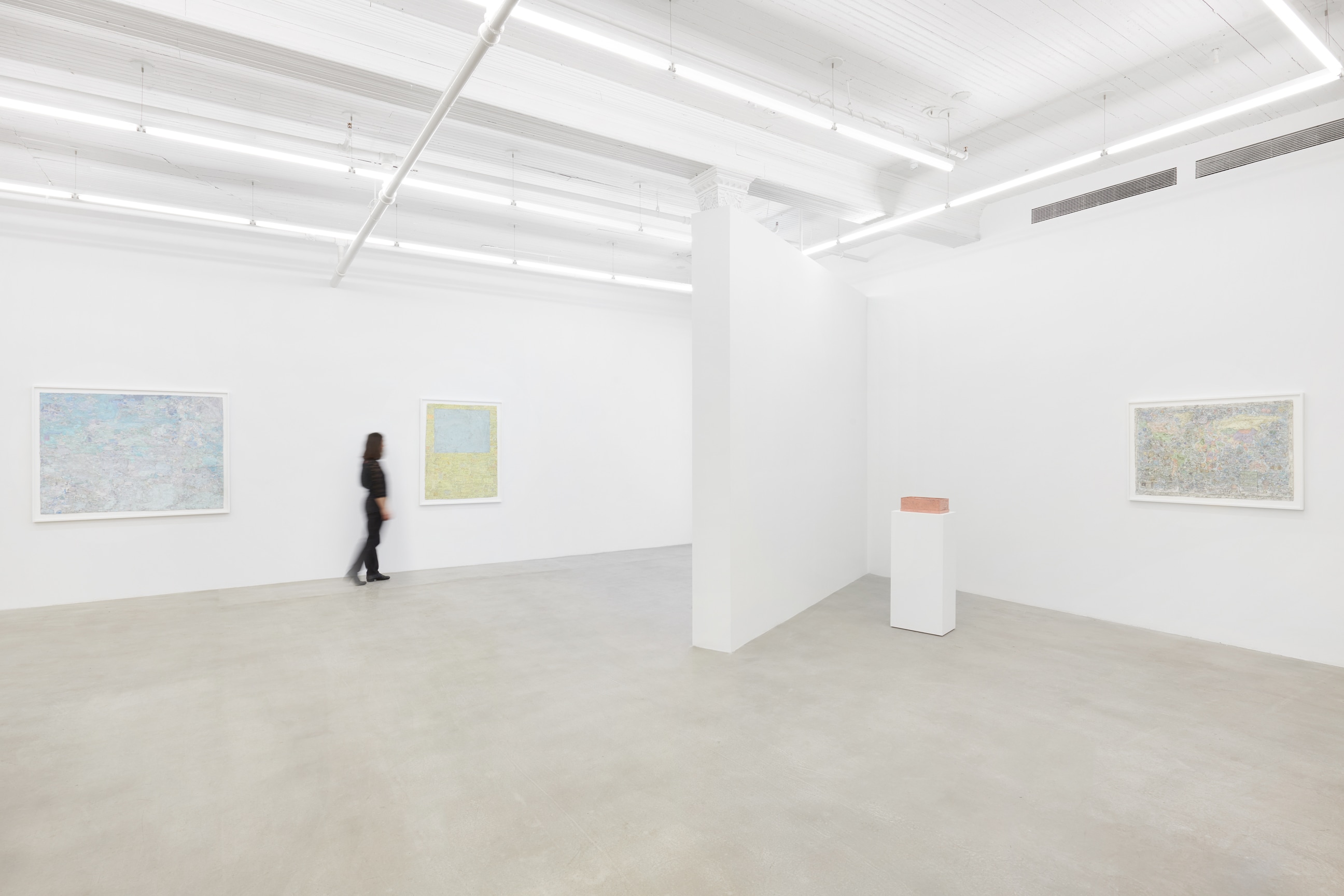 installation view of four artworks