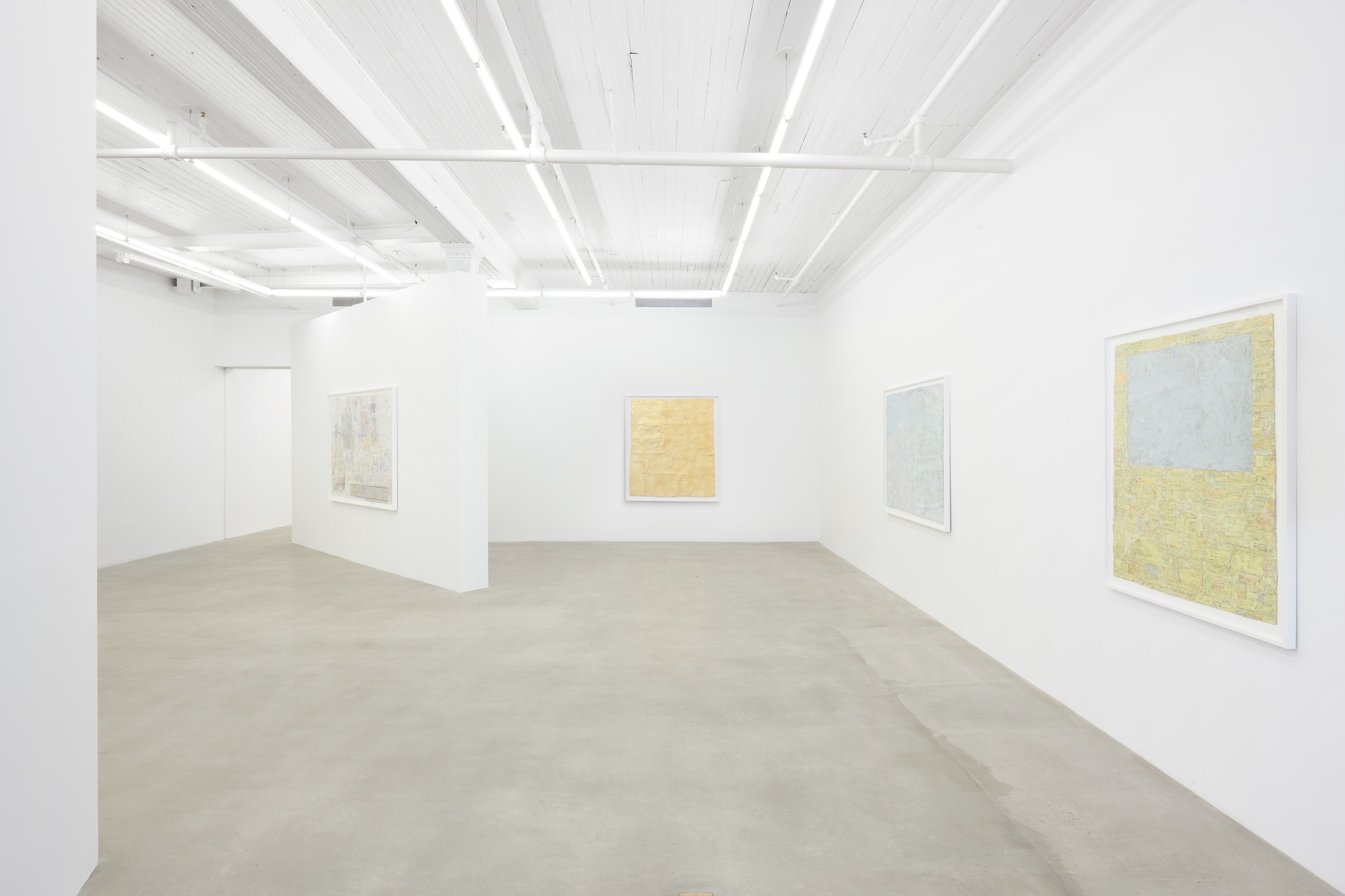 installation view of four artworks