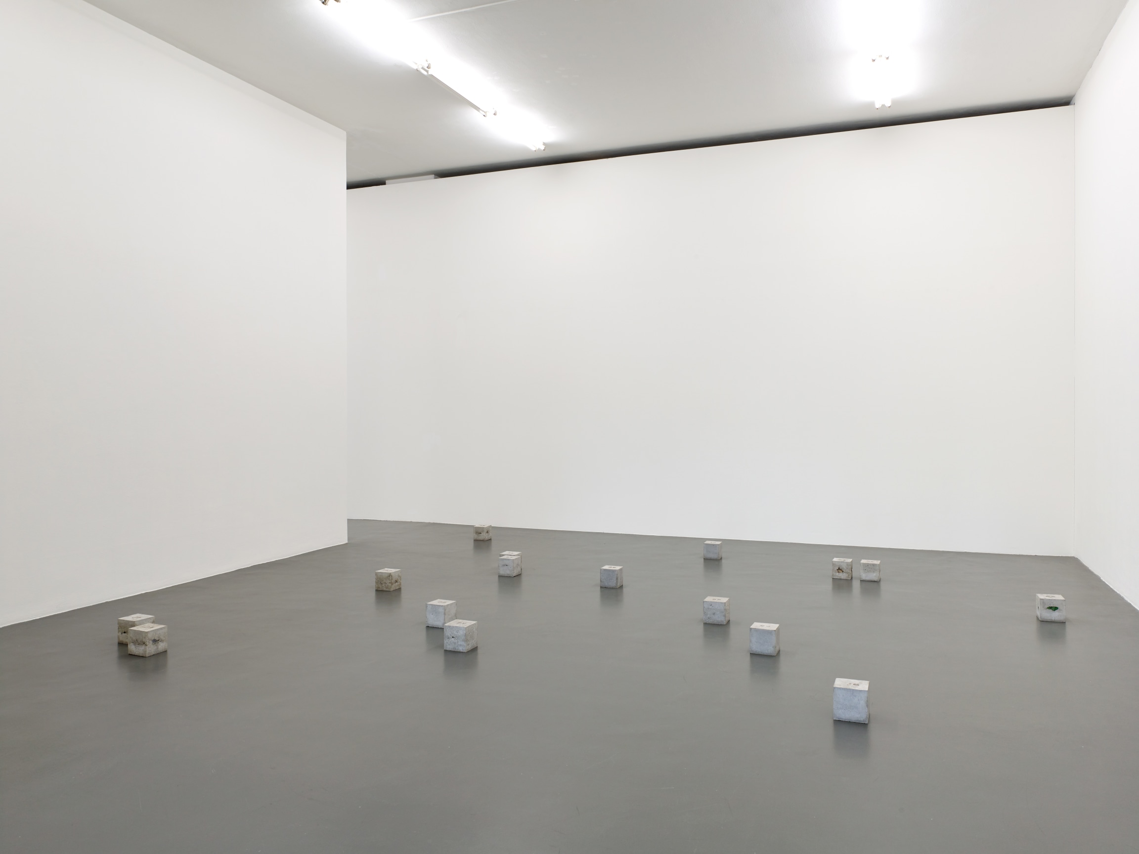 Cement blocks scatter on floor