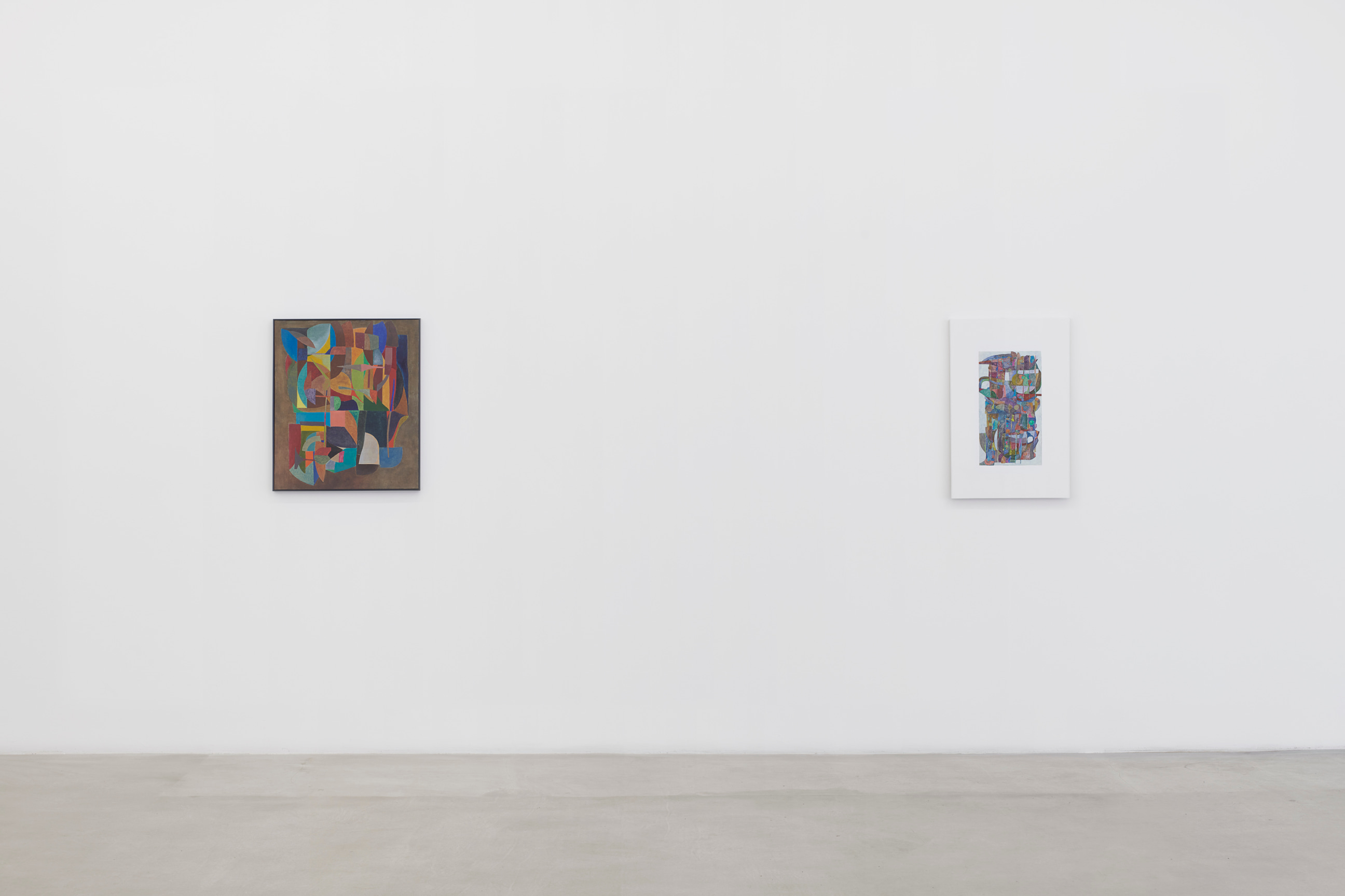Installation view of two artworks