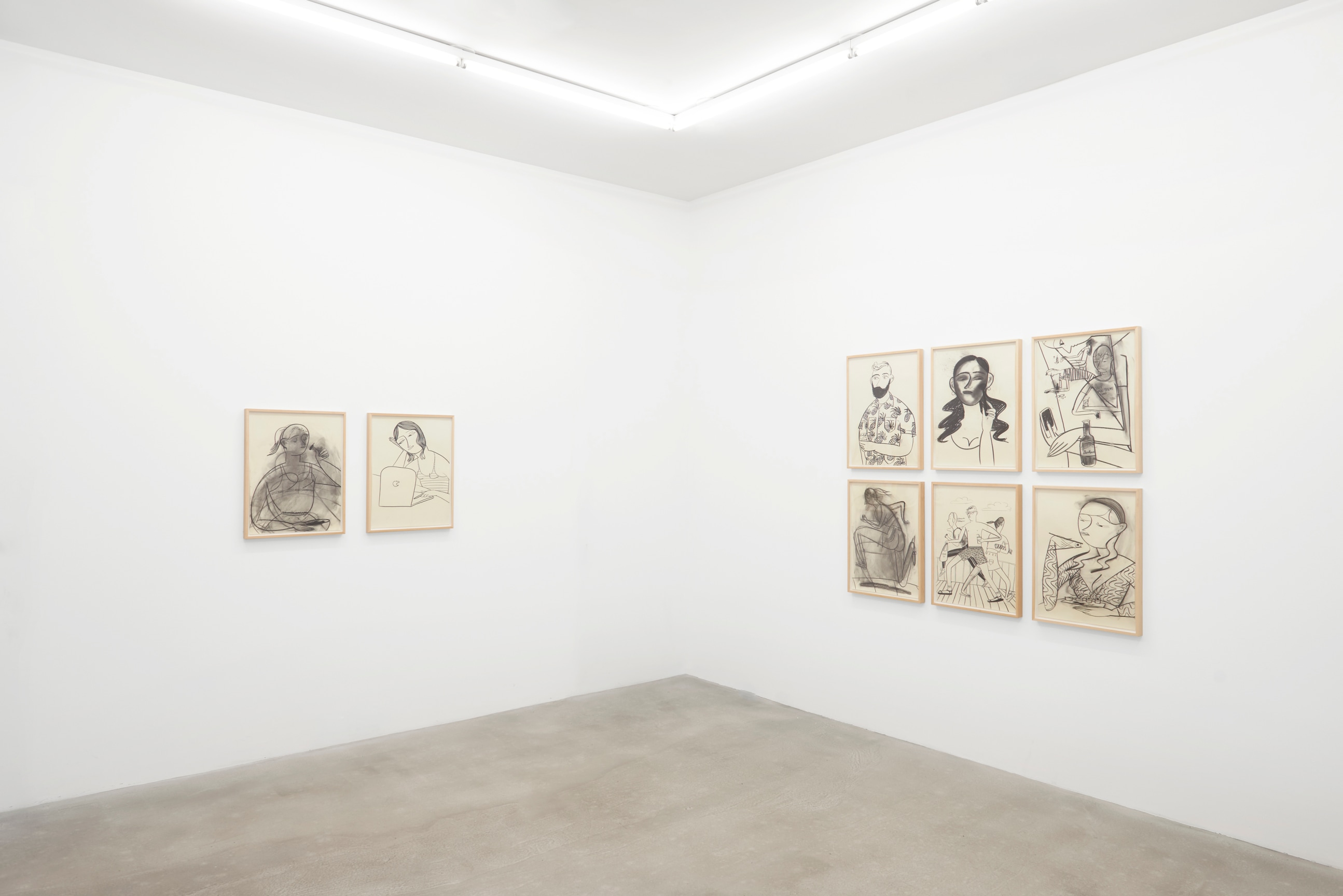 installation view of several artworks