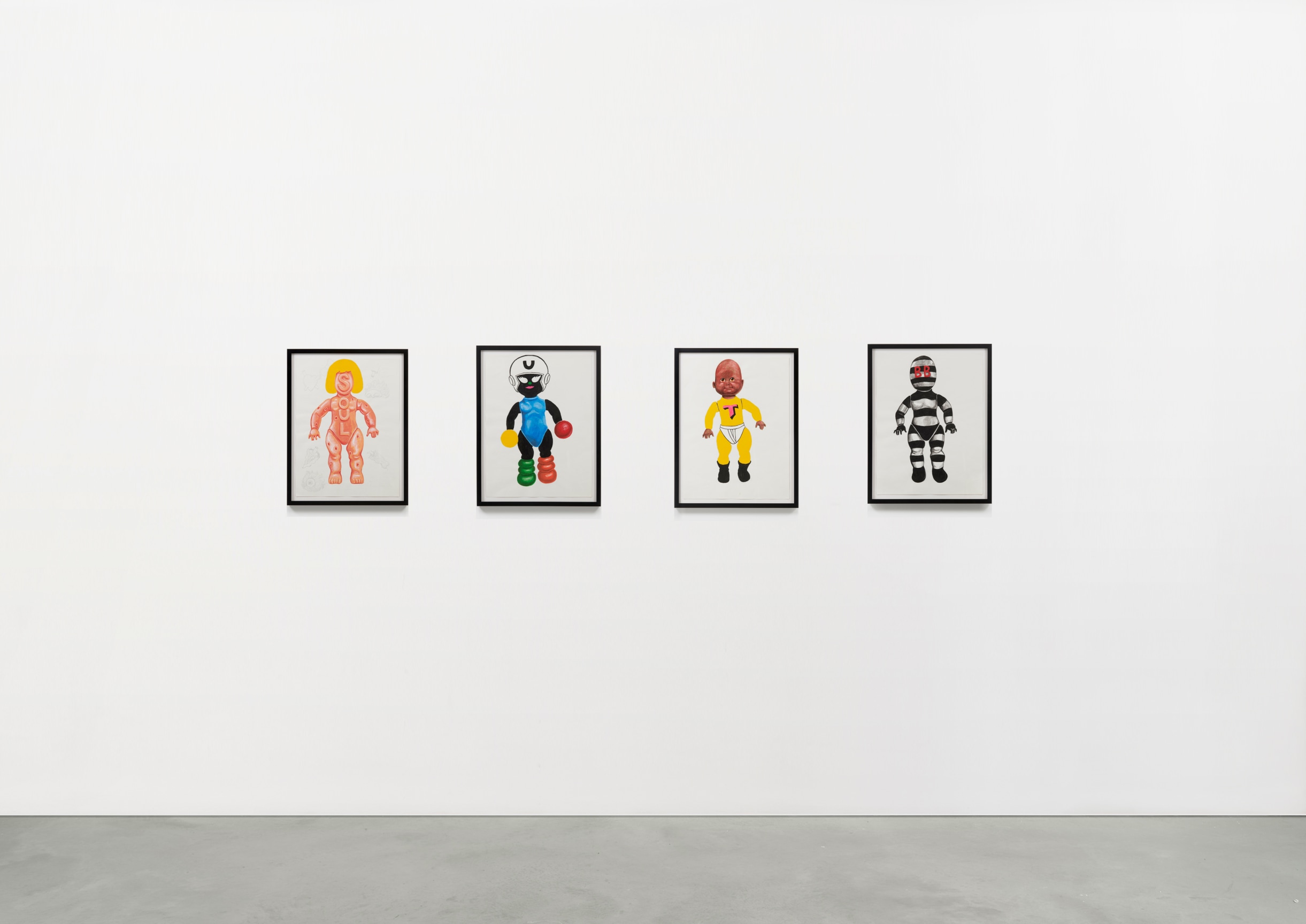 4 works of Graphite and acrylic on paper