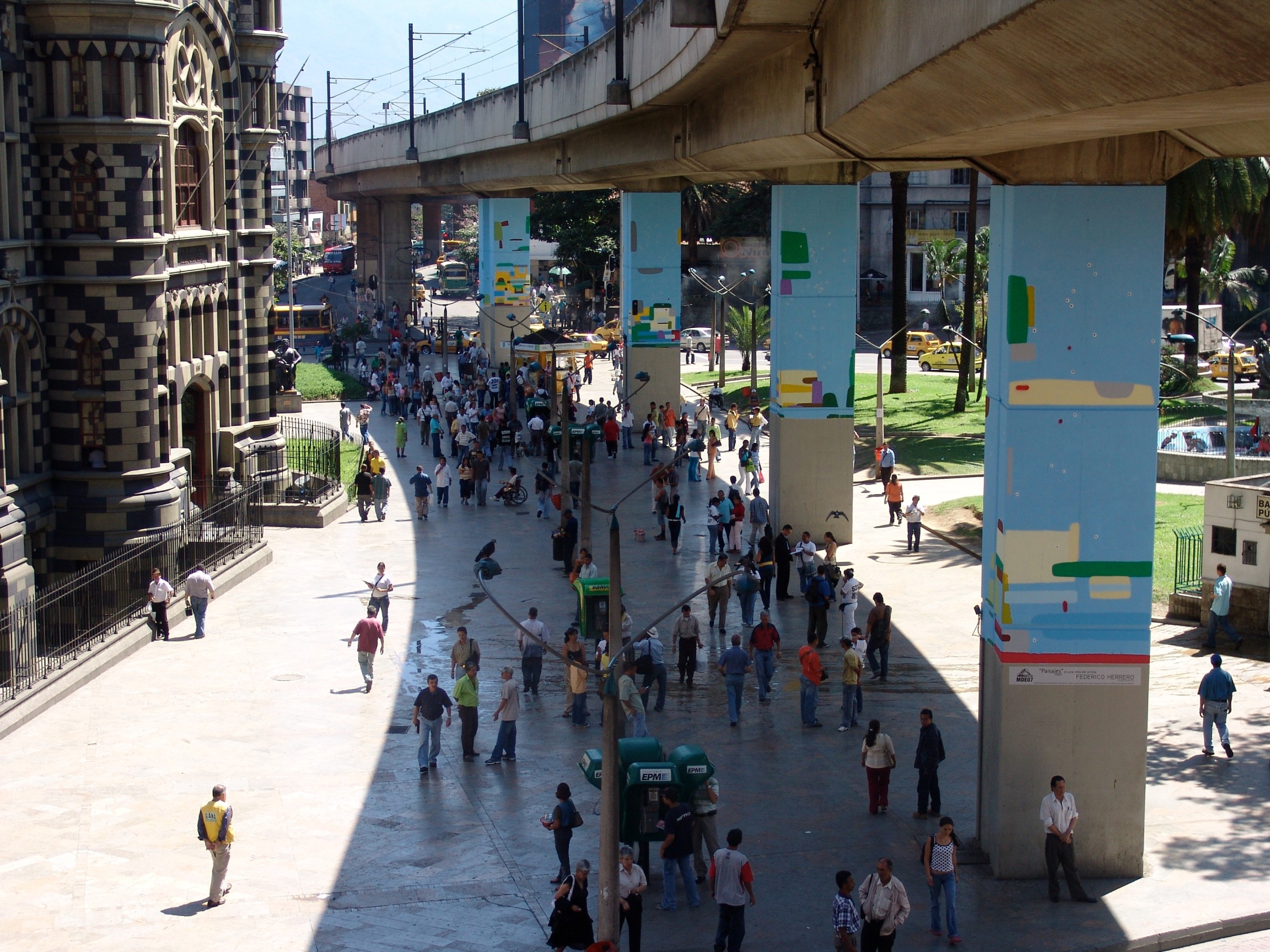 Installation view of Federico Herrero's painted site for the Medellin International Art Encounter, Biennial de Medellin, Colombia, 2007