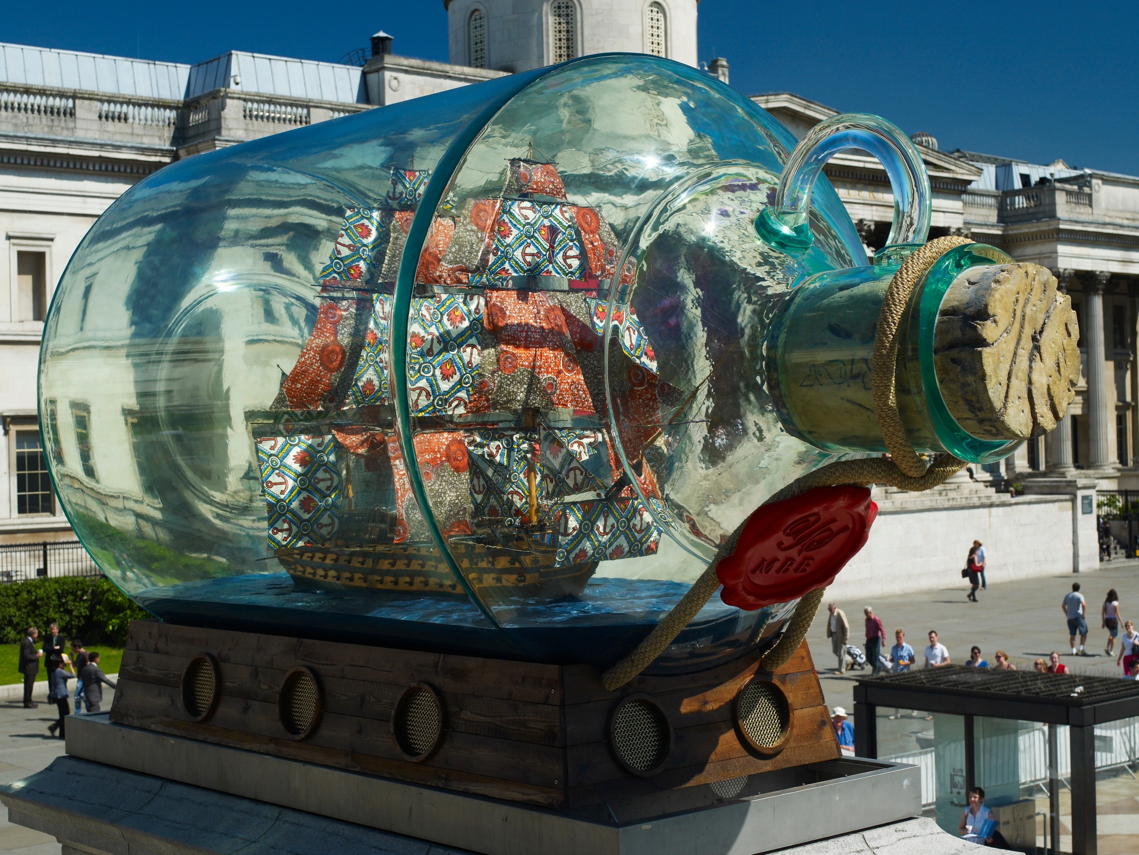 statue of a ship within a bottle