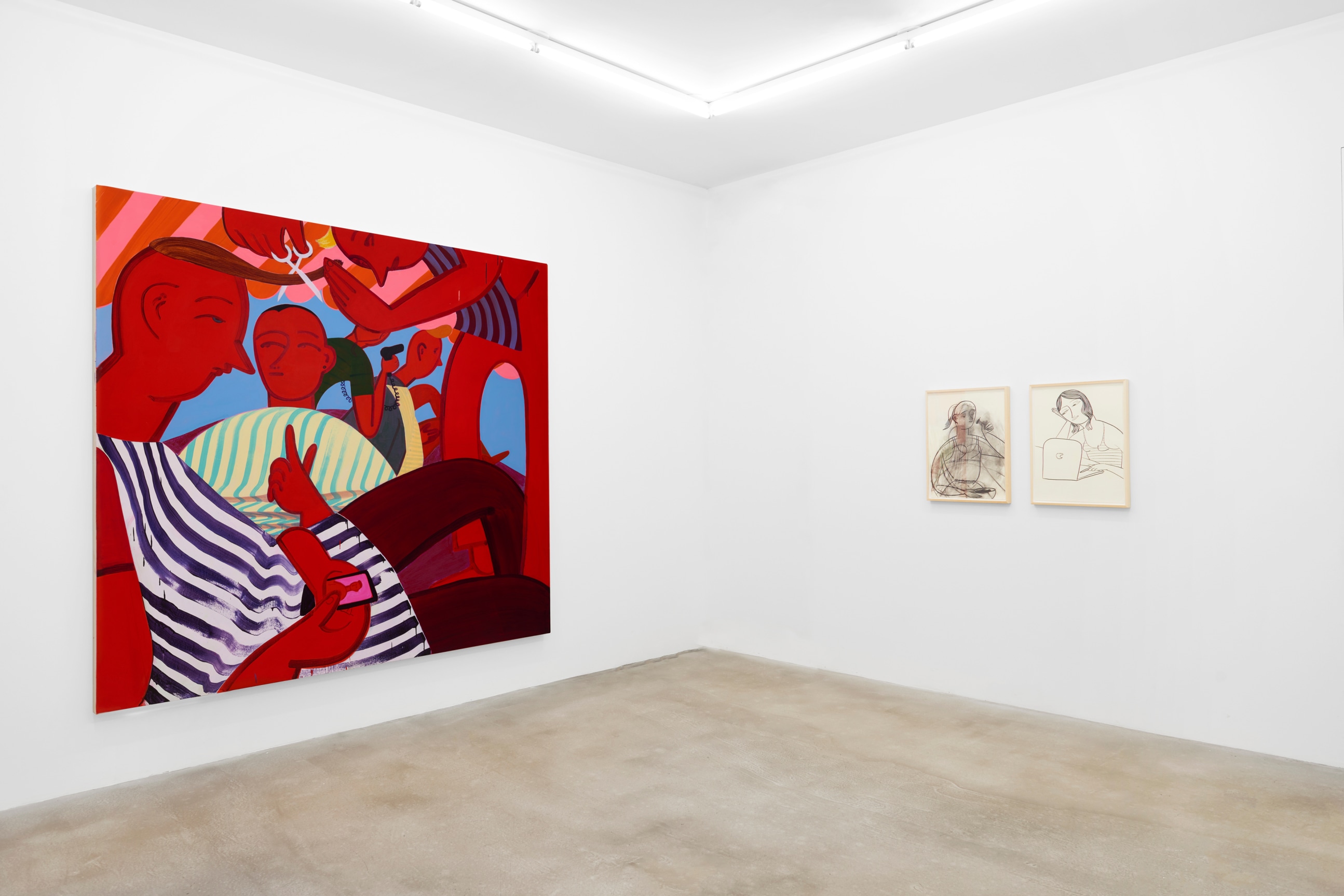 installation view of three artworks