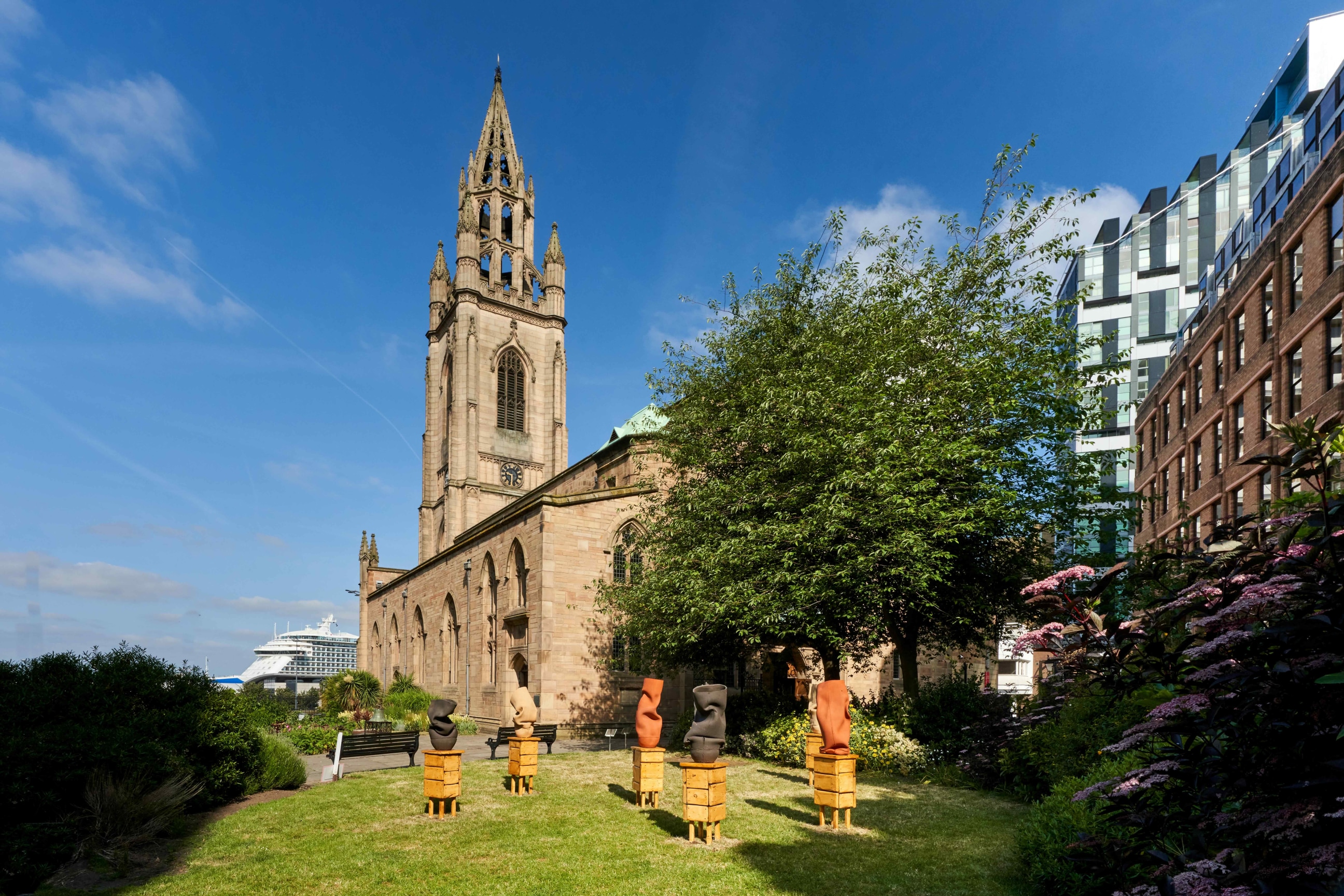 Installation view, St Nicholas Church Gardens, Liverpool Biennial 2023, June 10 - September 17, 2023. Image courtesy of the Liverpool Biennial. Photo by Rob Battersby.