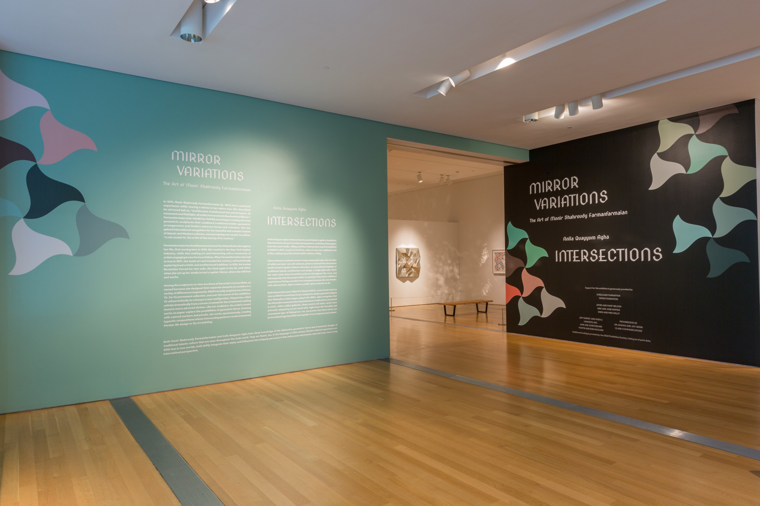 Installation view, Monir Shahroudy Farmanfarmian,&nbsp;Mirror Variations: The Art of Monir Shahroudy Farmanfarmaian,&nbsp;Grand Rapids Art Museum, MI,&nbsp;May 19, 2018 &ndash; October 7, 2018