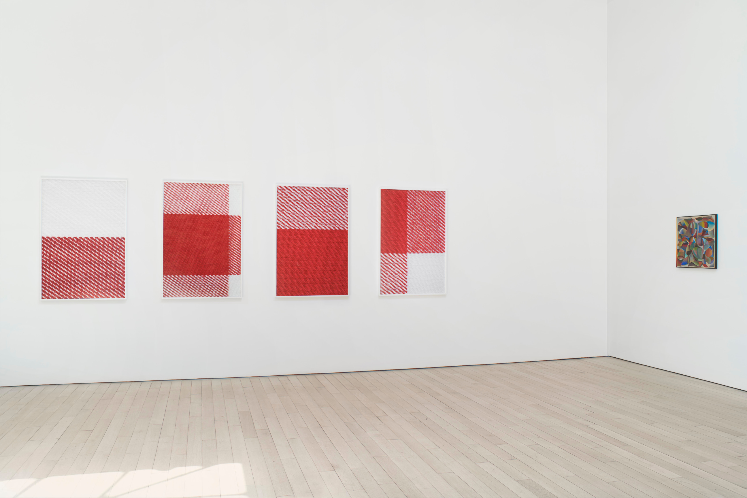 installation view of several artworks