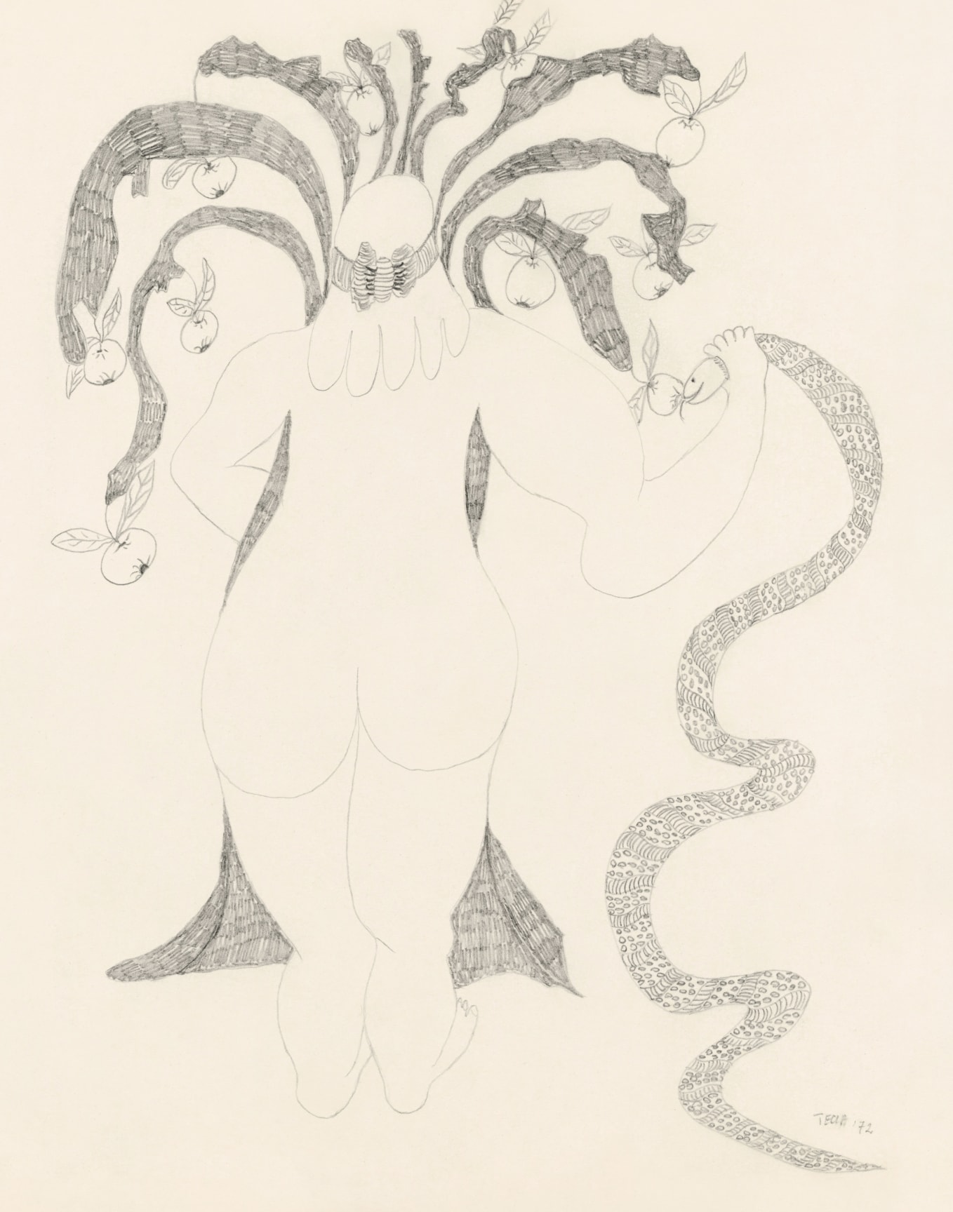 Image of TECLA TOFANO As&iacute; empez&oacute; Todo (Thus it all Began), from the suite of drawings 'Evas al Desnudo' (Naked Eves), 1972