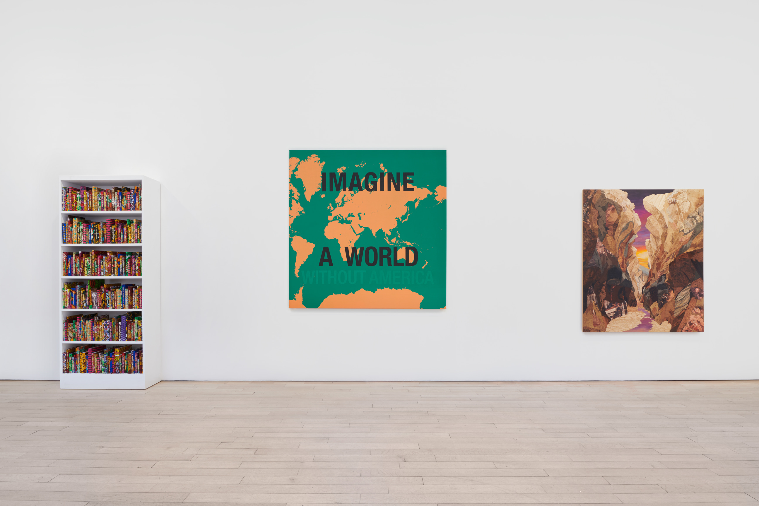 installation view of three artworks