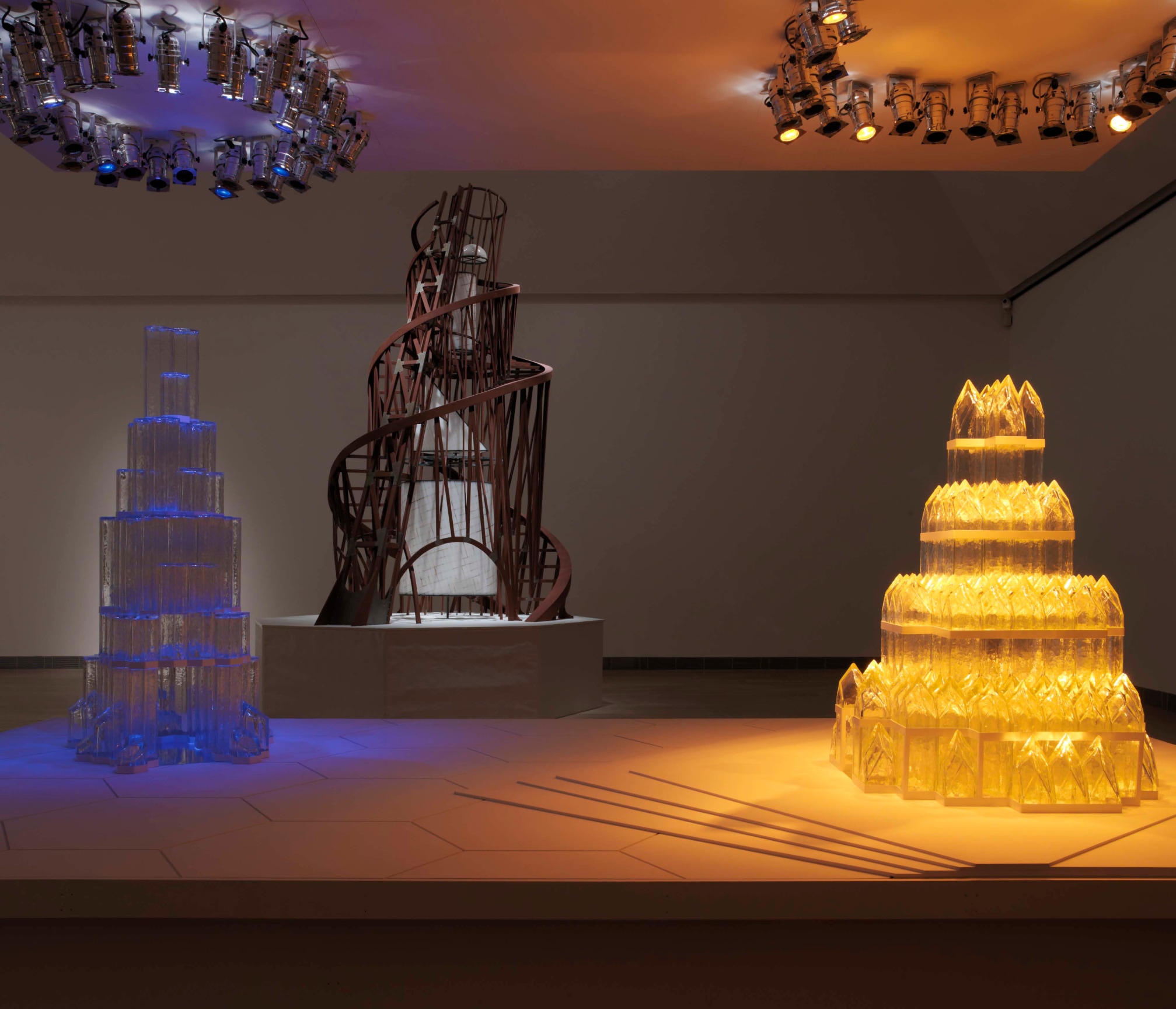 Installation view: Josiah McElheny, The Alpine Cathedral and the City-Crown, Moderna Museet, Stockholm, Sweden, December 1, 2007 - April 13, 2008