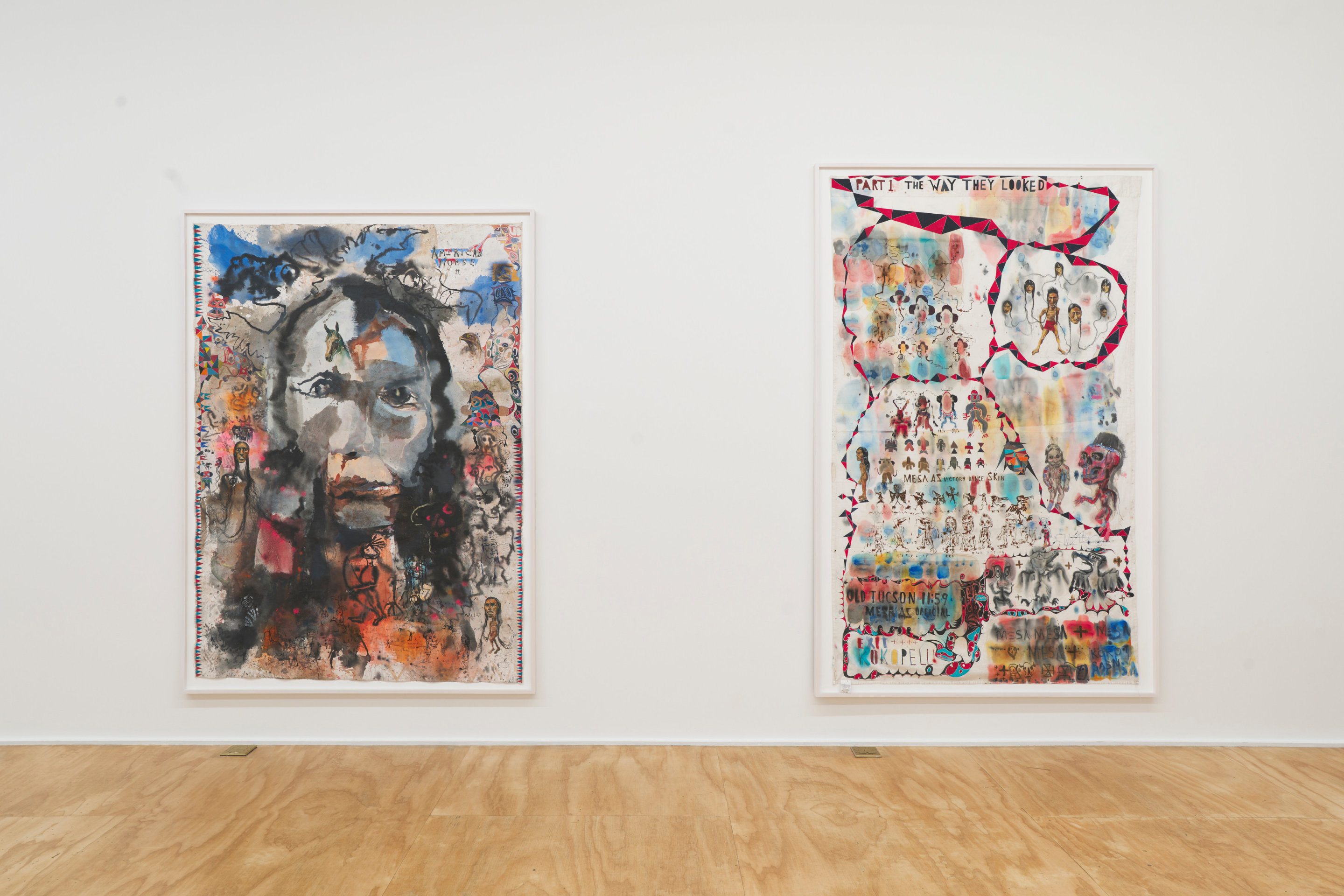 Installation view of Brad Kahlhamer&rsquo;s exhibition &ldquo;Bowery Nation: Birds Are Talking,&rdquo; Venus Over Manhattan, New York, 2025.