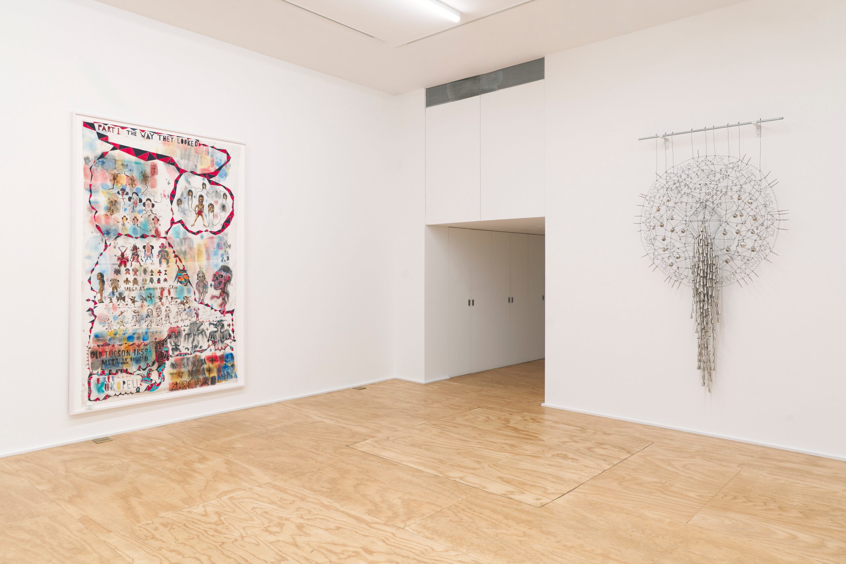 Installation view of Brad Kahlhamer&rsquo;s exhibition &ldquo;Bowery Nation: Birds Are Talking,&rdquo; Venus Over Manhattan, New York, 2025.