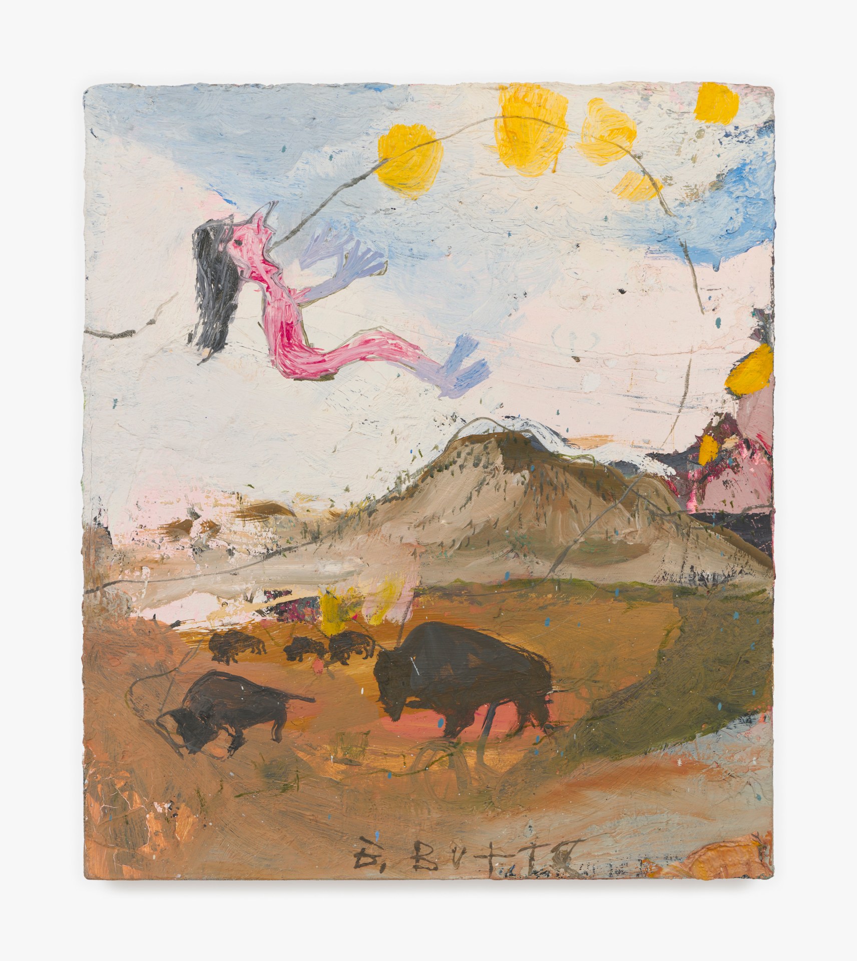 Painting by Brad Kahlhamer titled B. Butte from 1998