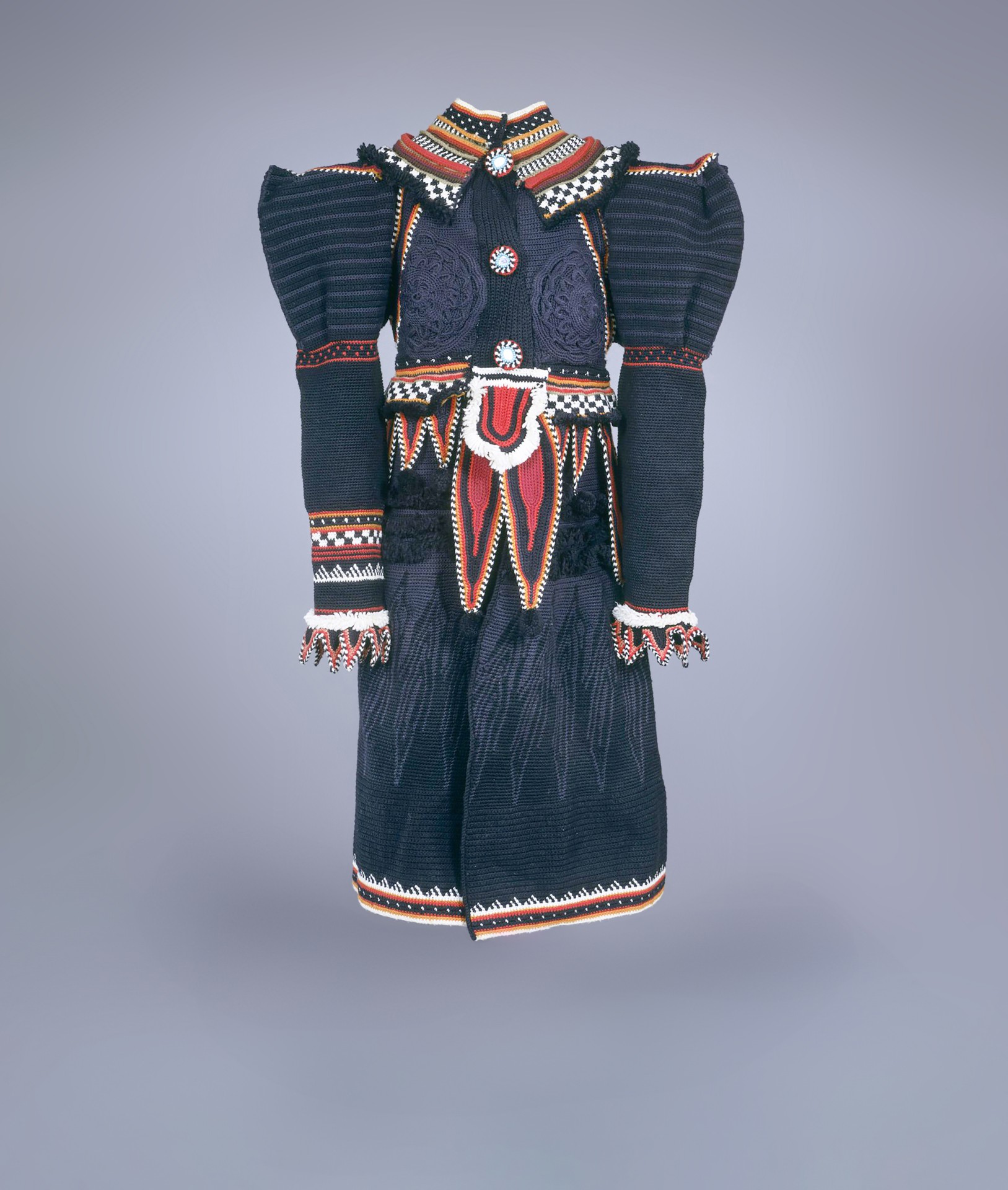 Artwork by Xenobia Bailey titled Zulu Queen Harvest Fire Coat from 2015