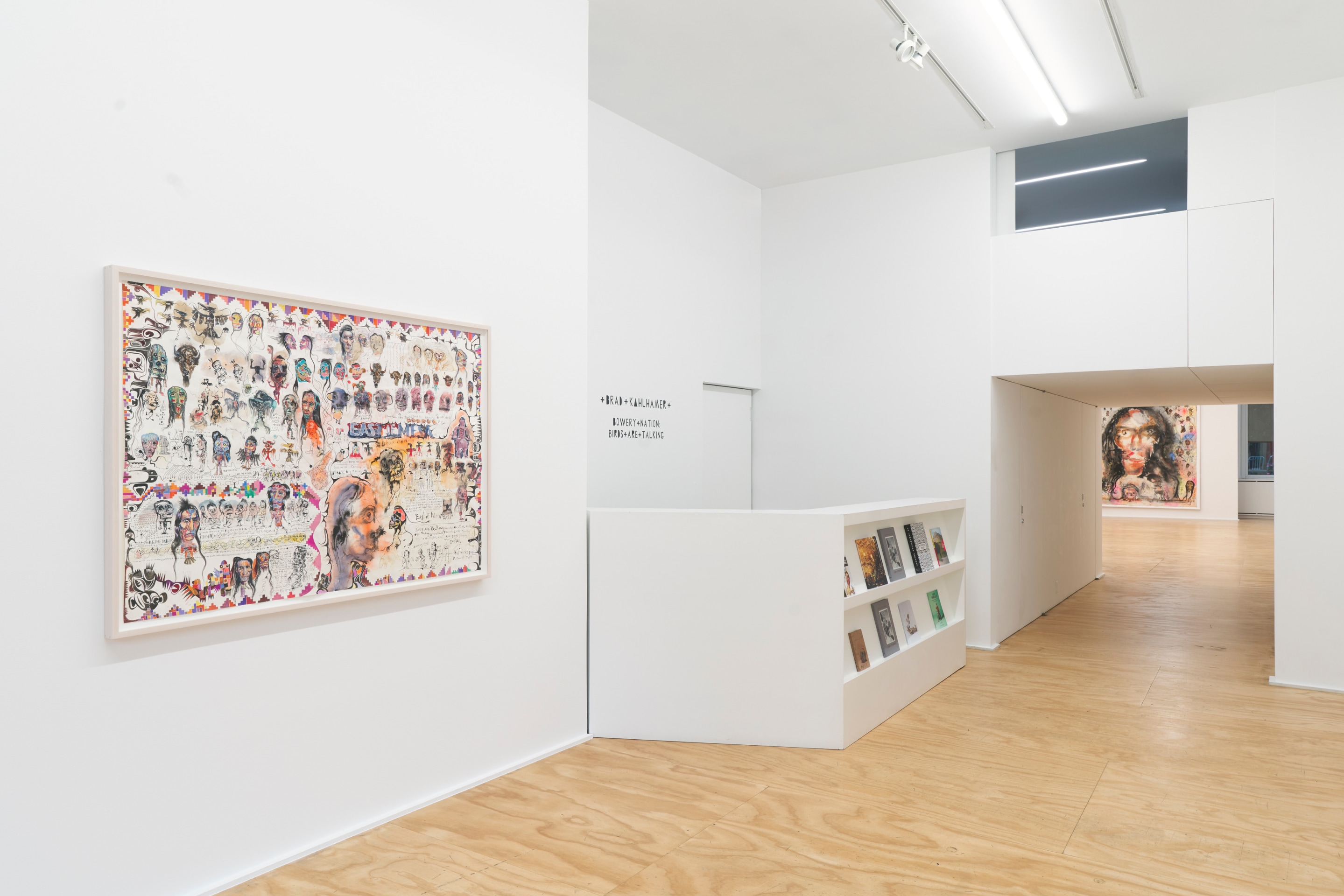 Installation view of Brad Kahlhamer&rsquo;s exhibition &ldquo;Bowery Nation: Birds Are Talking,&rdquo; Venus Over Manhattan, New York, 2025.