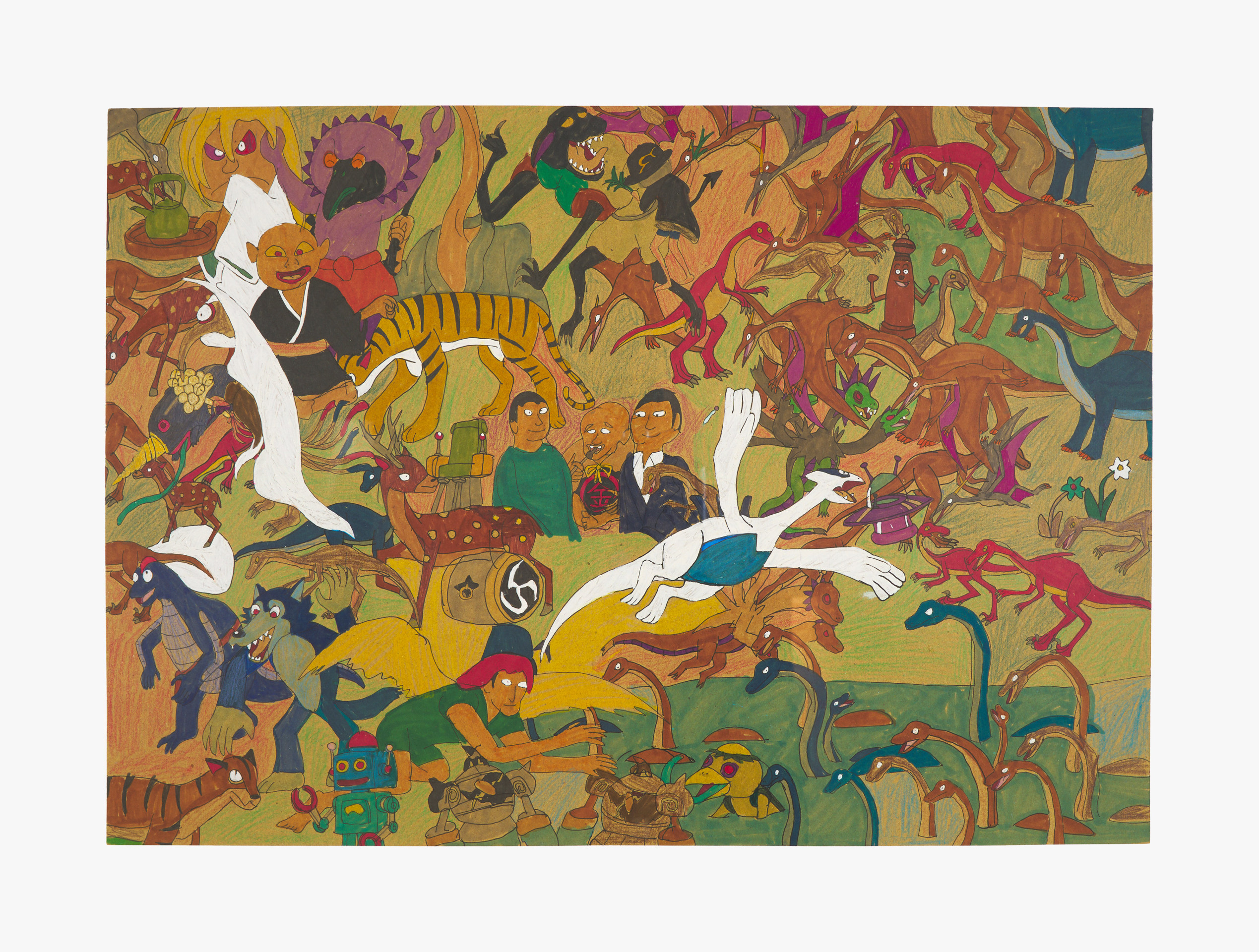 Yuichiro Ukai, &quot;Untitled,&quot; 2023. Colored pencil, marker, oil pastel, and ink on cardboard; 15 3/16 x 21 7/16 in (38.5 x 54.5 cm).&nbsp;