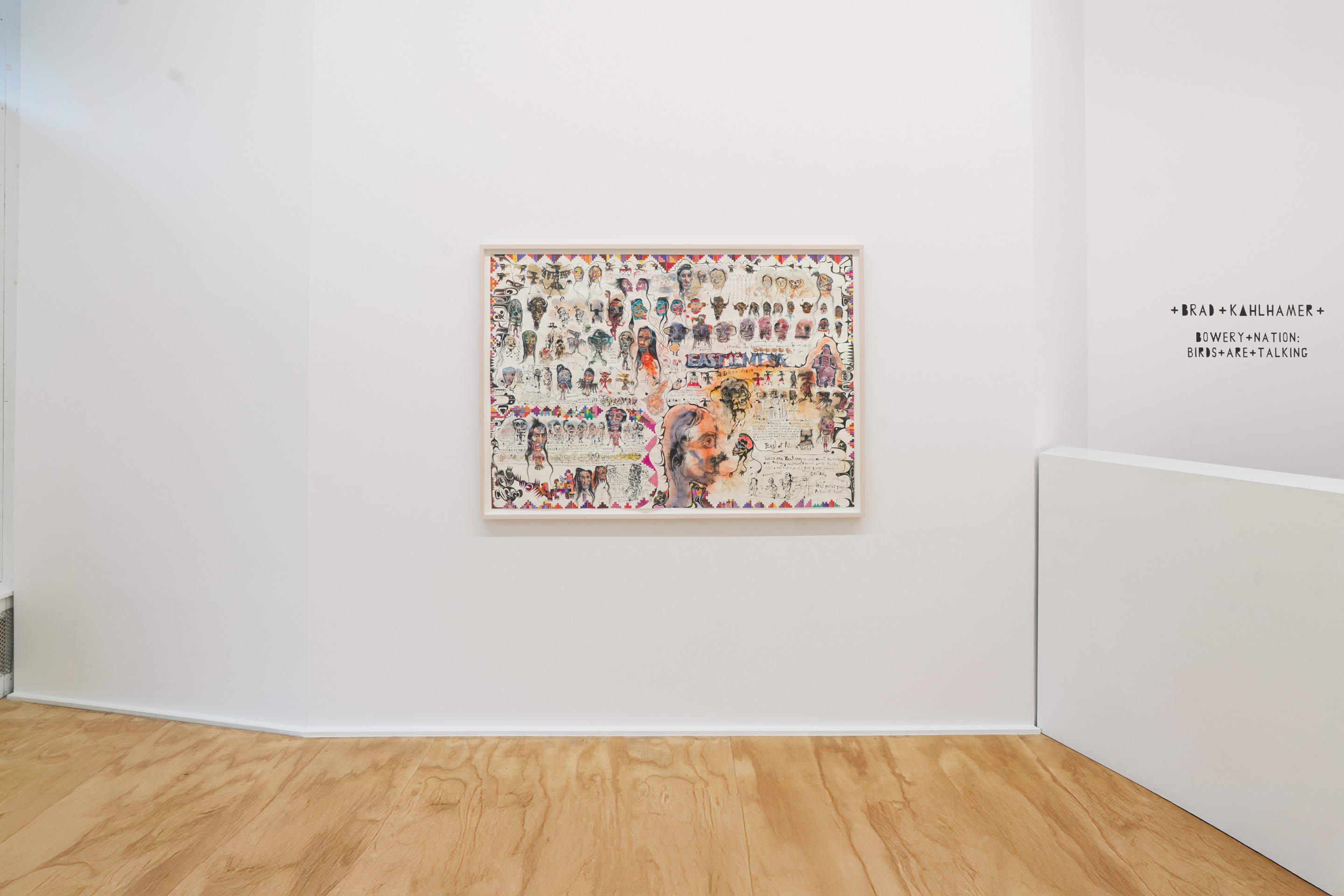 Installation view of Brad Kahlhamer&rsquo;s exhibition &ldquo;Bowery Nation: Birds Are Talking,&rdquo; Venus Over Manhattan, New York, 2025.