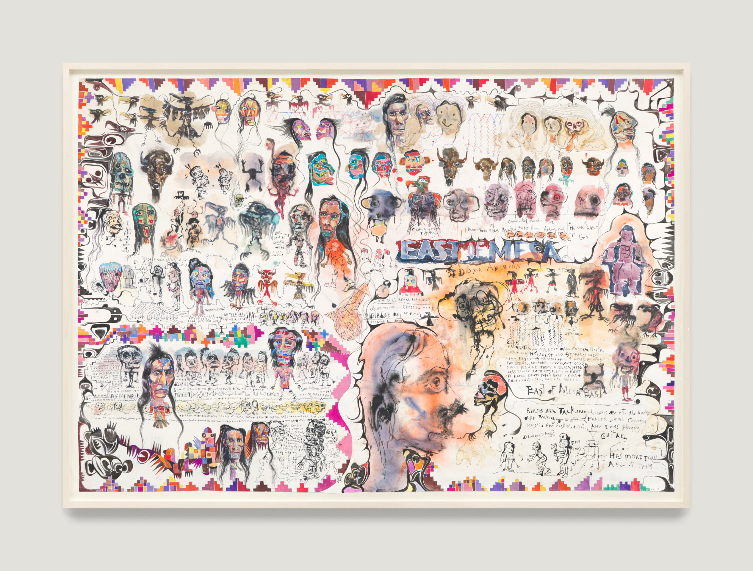 Work on paper by Brad Kahlhamer titled Birds Are Talking from 2025