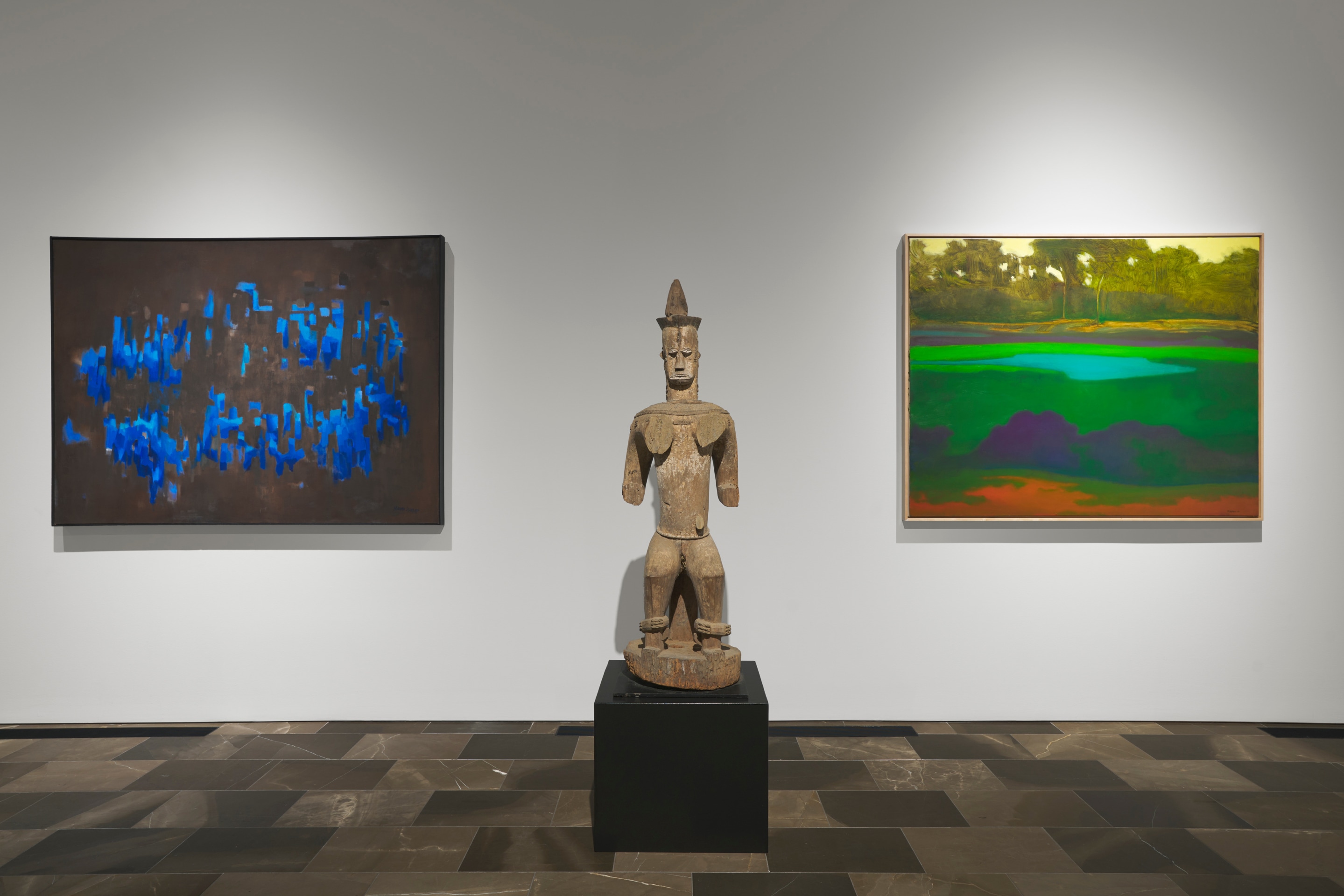 Installation view of the exhibition Urhobo + Abstraction, New York, 2025