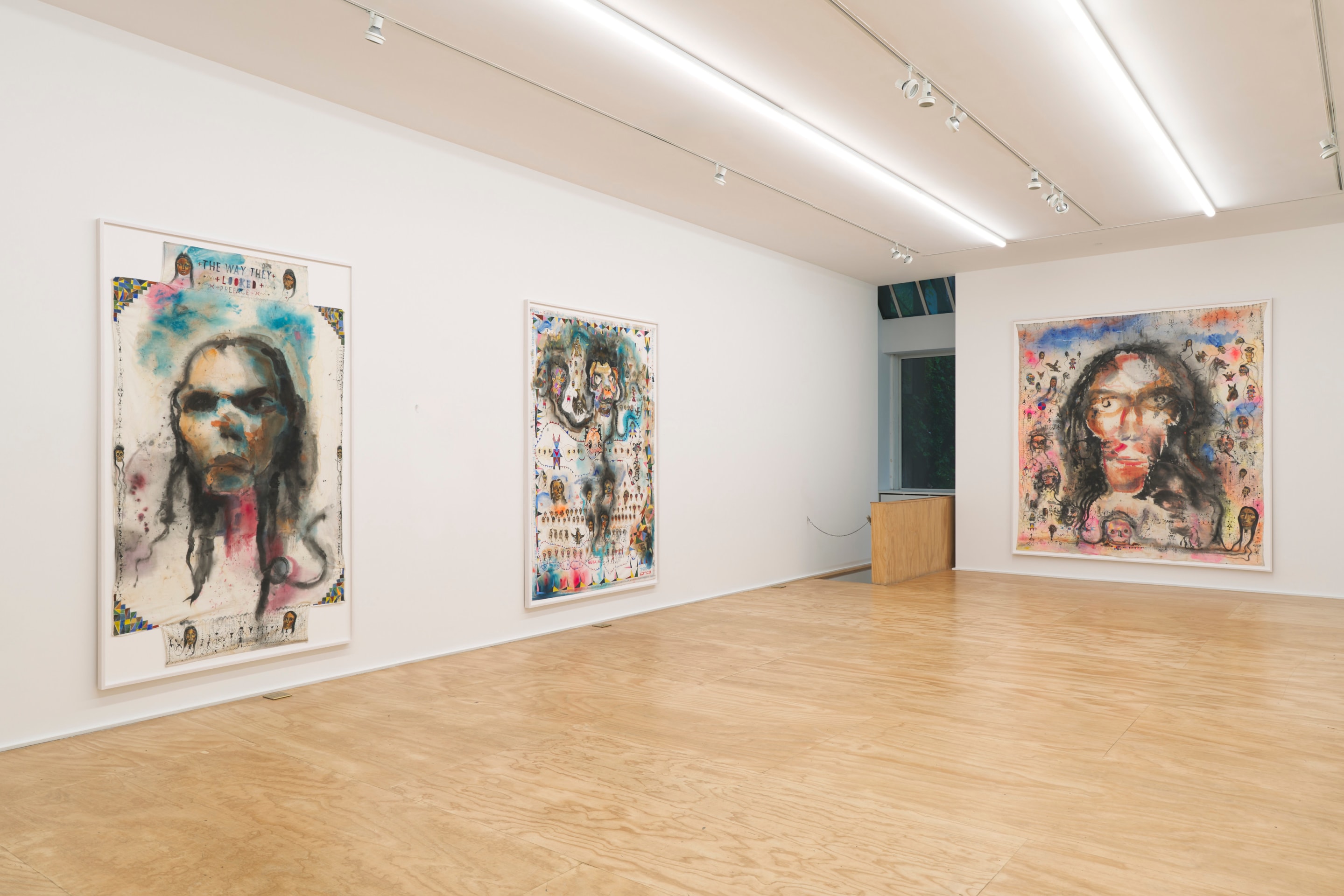 Installation view of Brad Kahlhamer&rsquo;s exhibition &ldquo;Bowery Nation: Birds Are Talking,&rdquo; Venus Over Manhattan, New York, 2025.