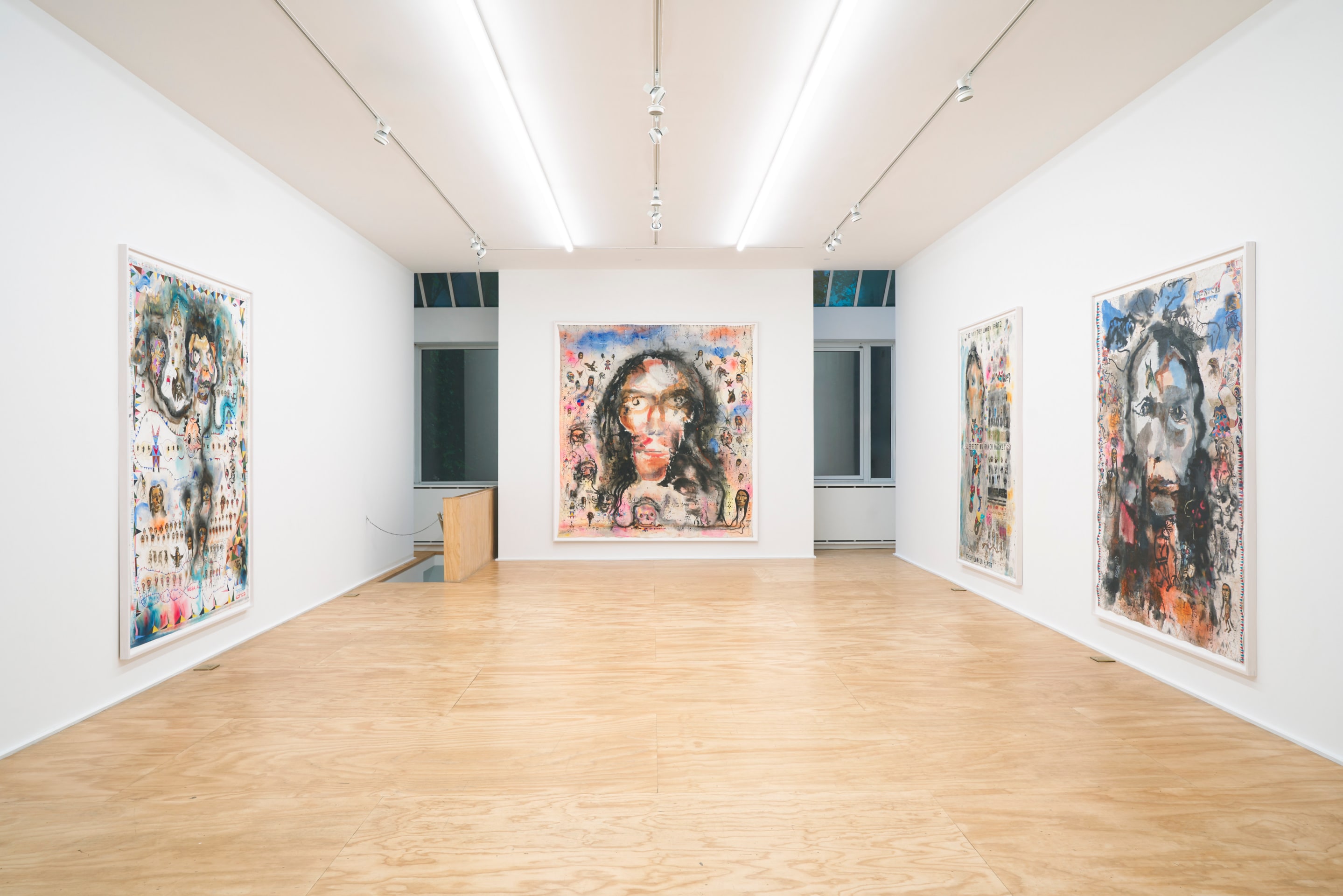 Installation view of Brad Kahlhamer&rsquo;s exhibition &ldquo;Bowery Nation: Birds Are Talking,&rdquo; Venus Over Manhattan, New York, 2025.